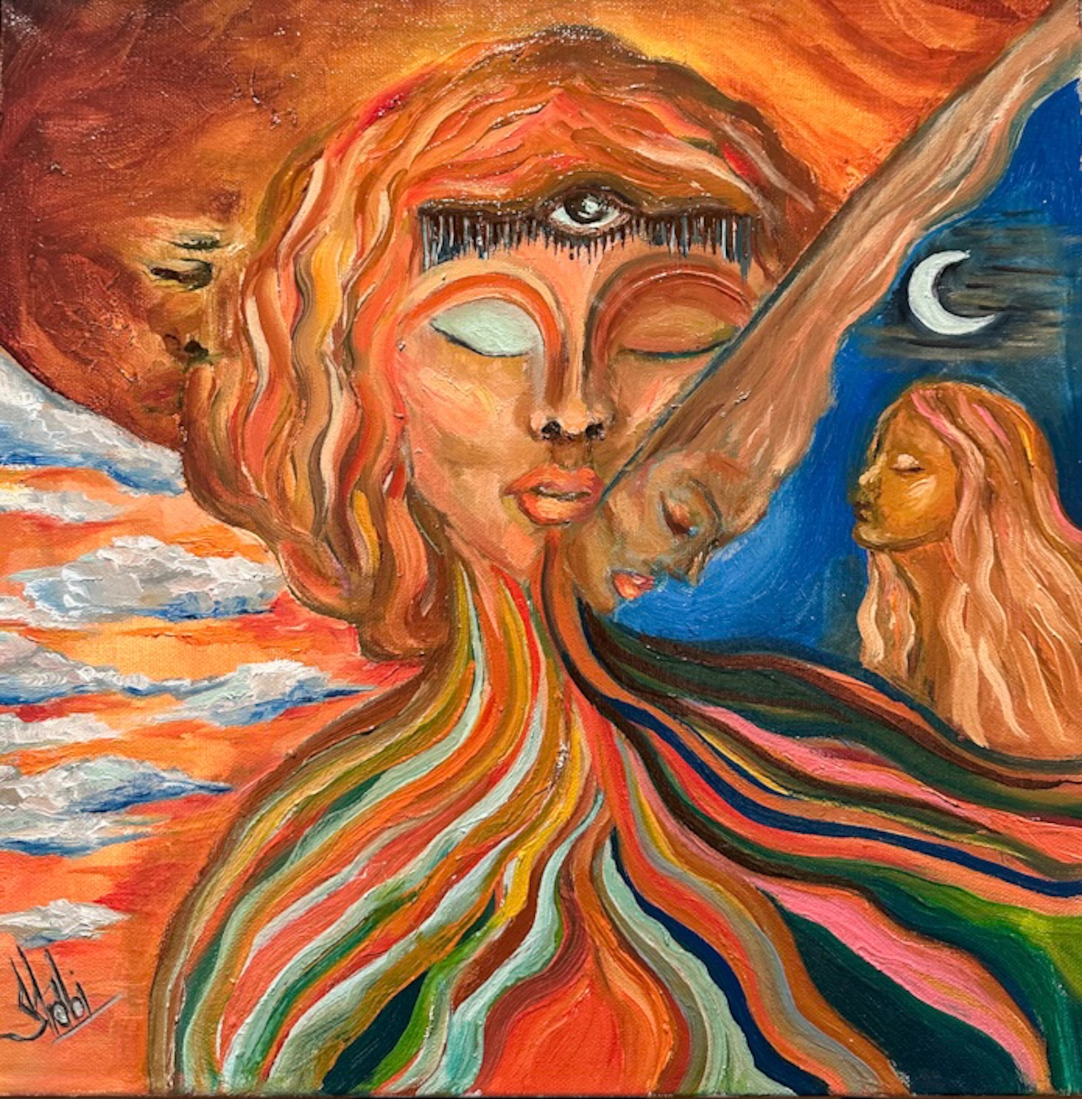Oljemålning THE GIFT OF BECOMING av Shabnam Pirzadeh