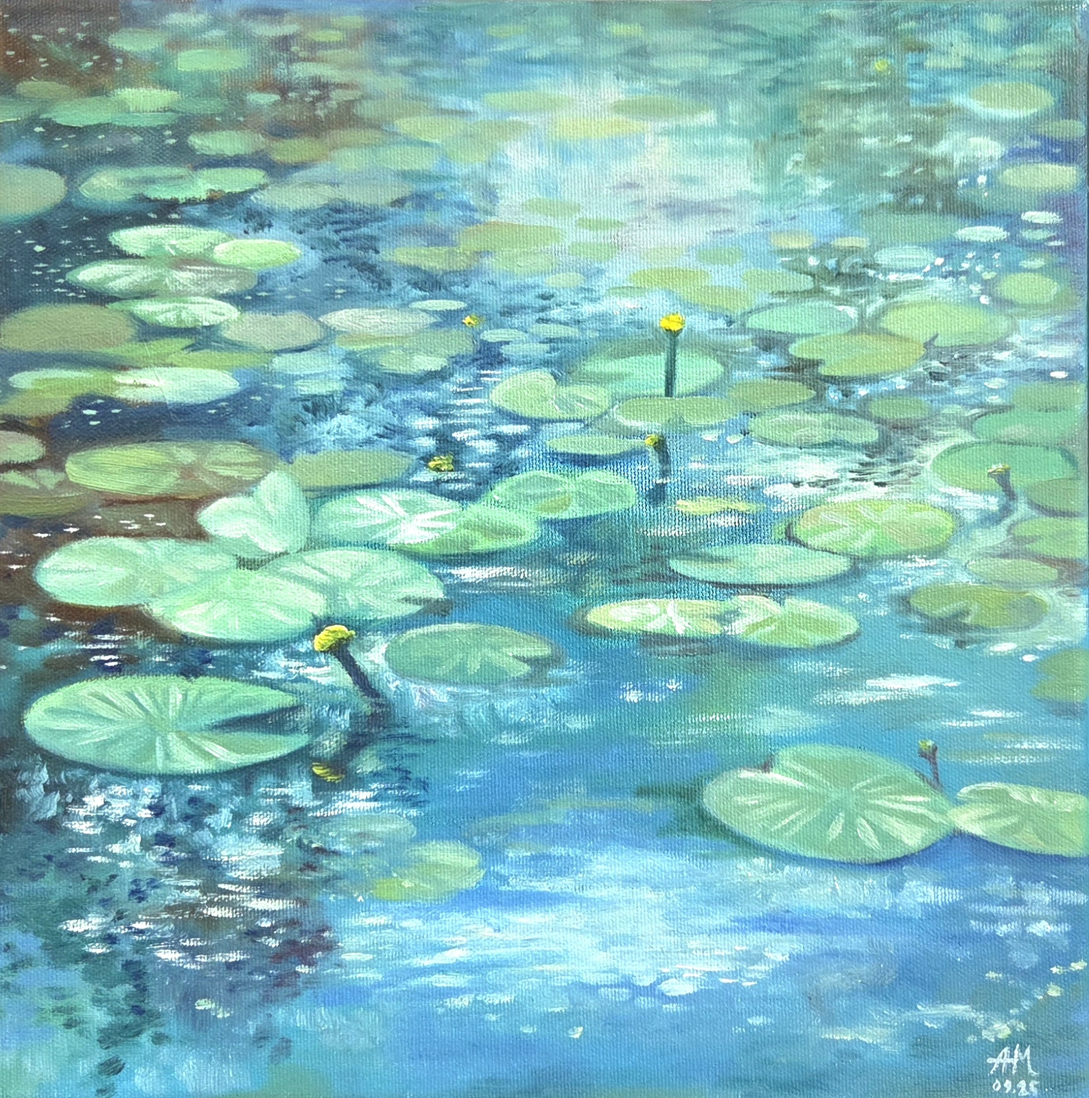 Oljemålning Water lilies av Anastasiia Mazeina