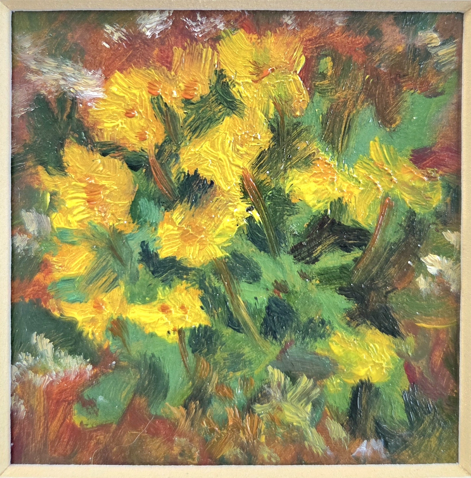 Oljemålning Golden flowers av Anastasiia Mazeina