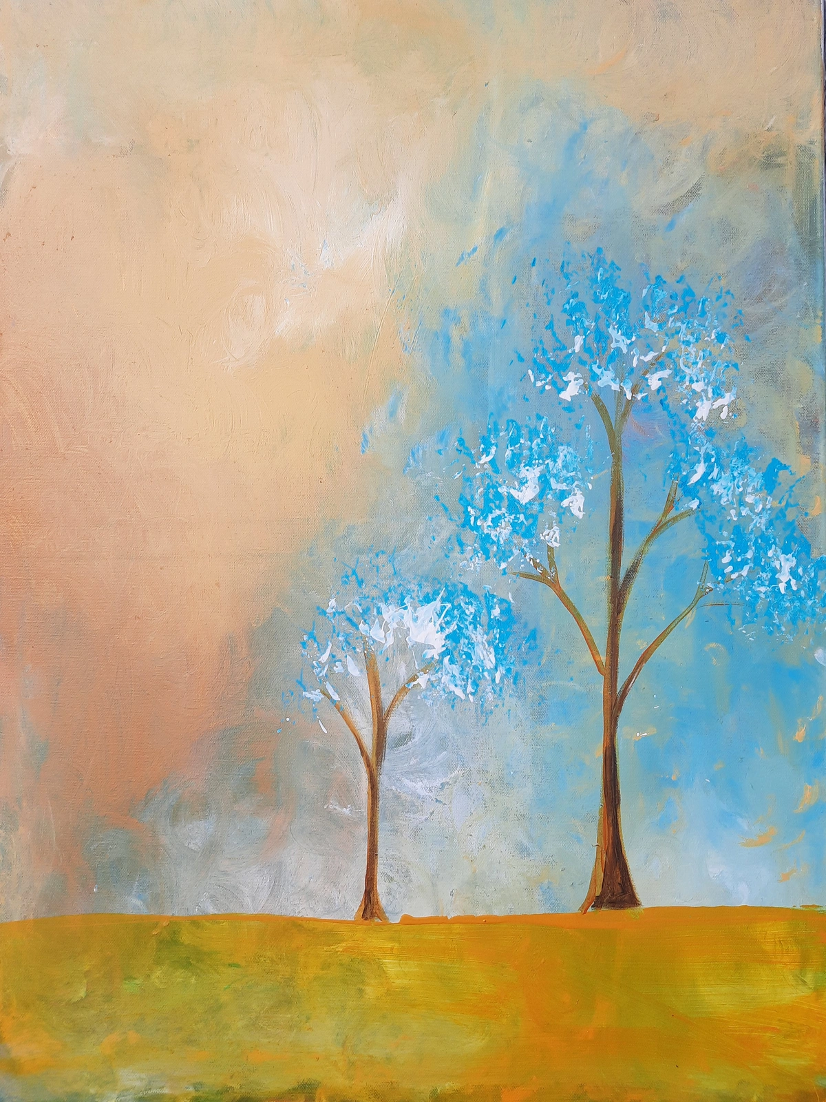 Akrylmålning Two trees av Ylva Olofsson