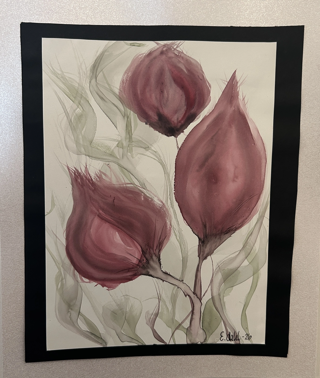 Akrylmålning Rosa blommor av Emma Dahl