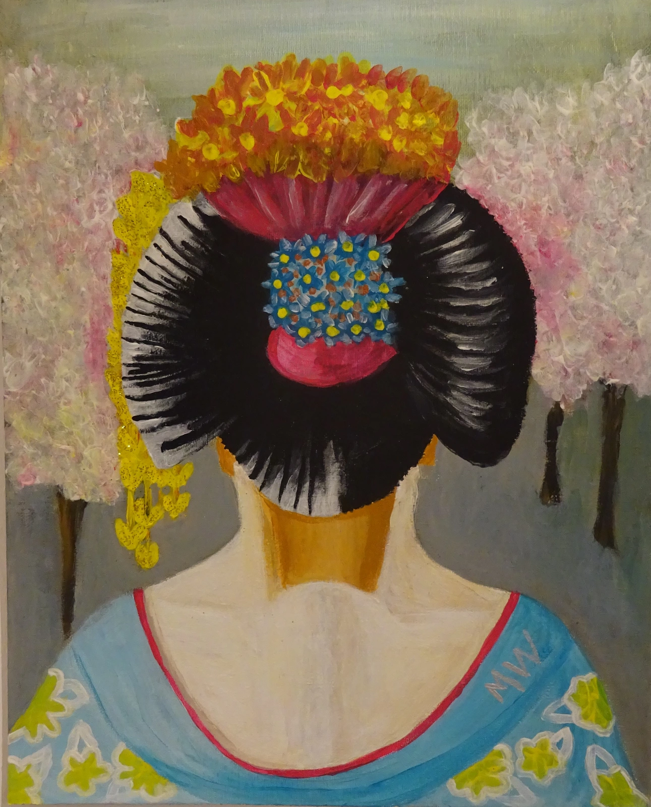 Akrylmålning Geisha av Magdalena Wiklund