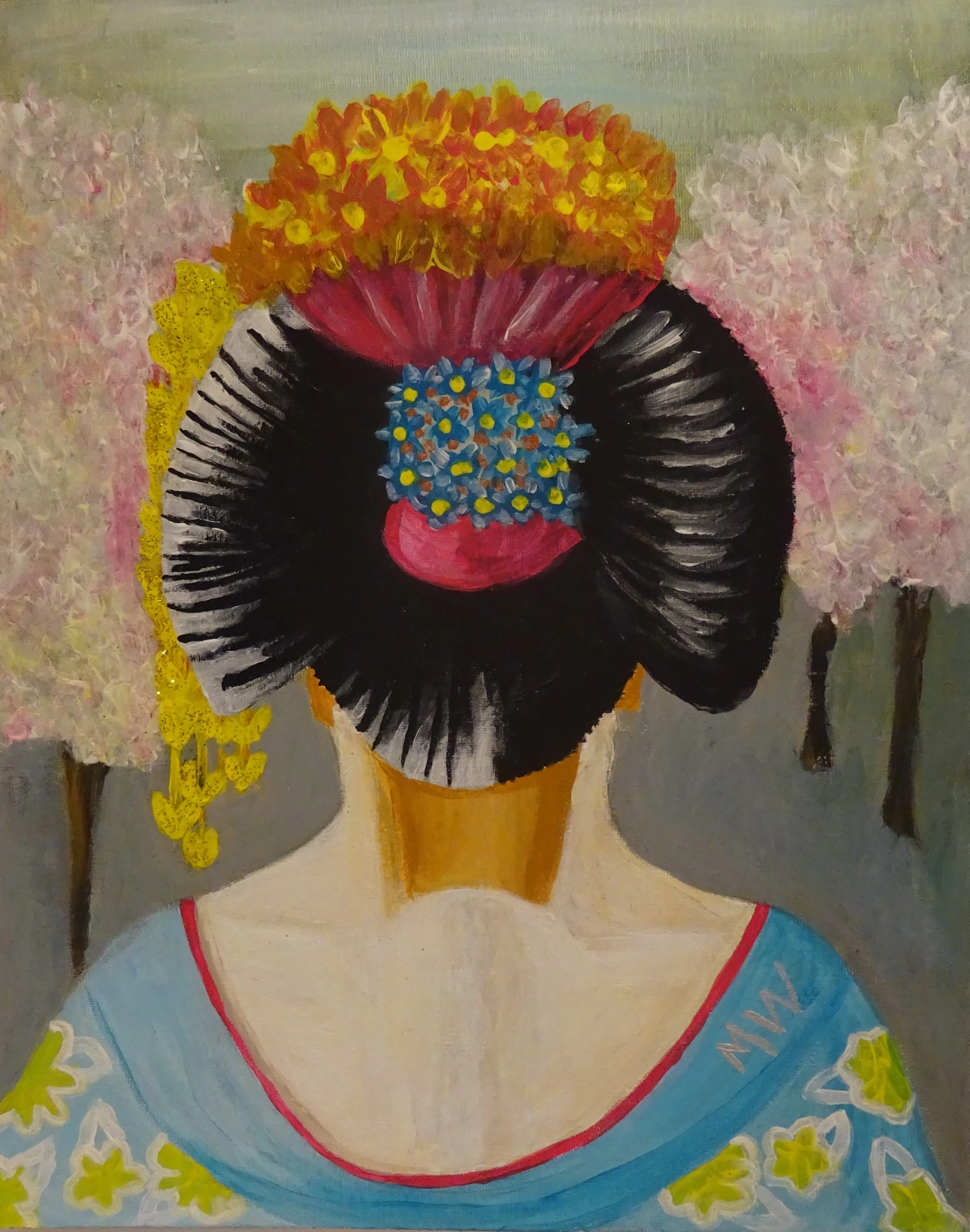 Akrylmålning Geisha av Magdalena Wiklund