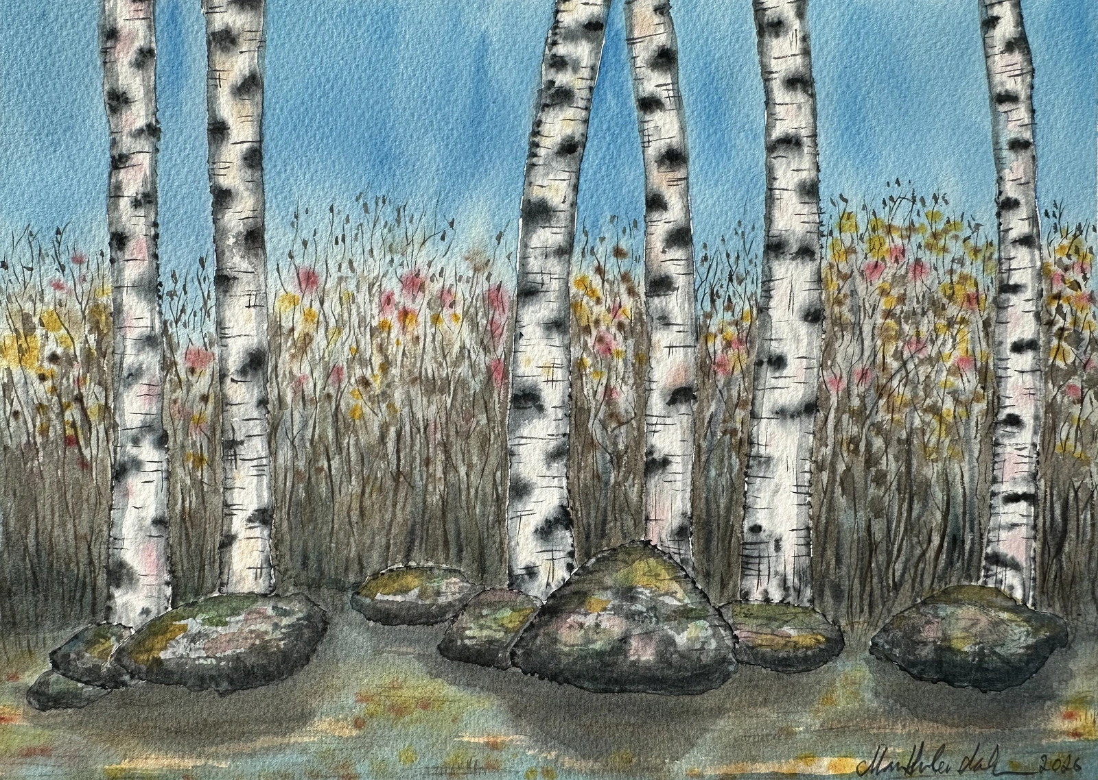 Akvarell Snårskog av Marie-Helén Andersson
