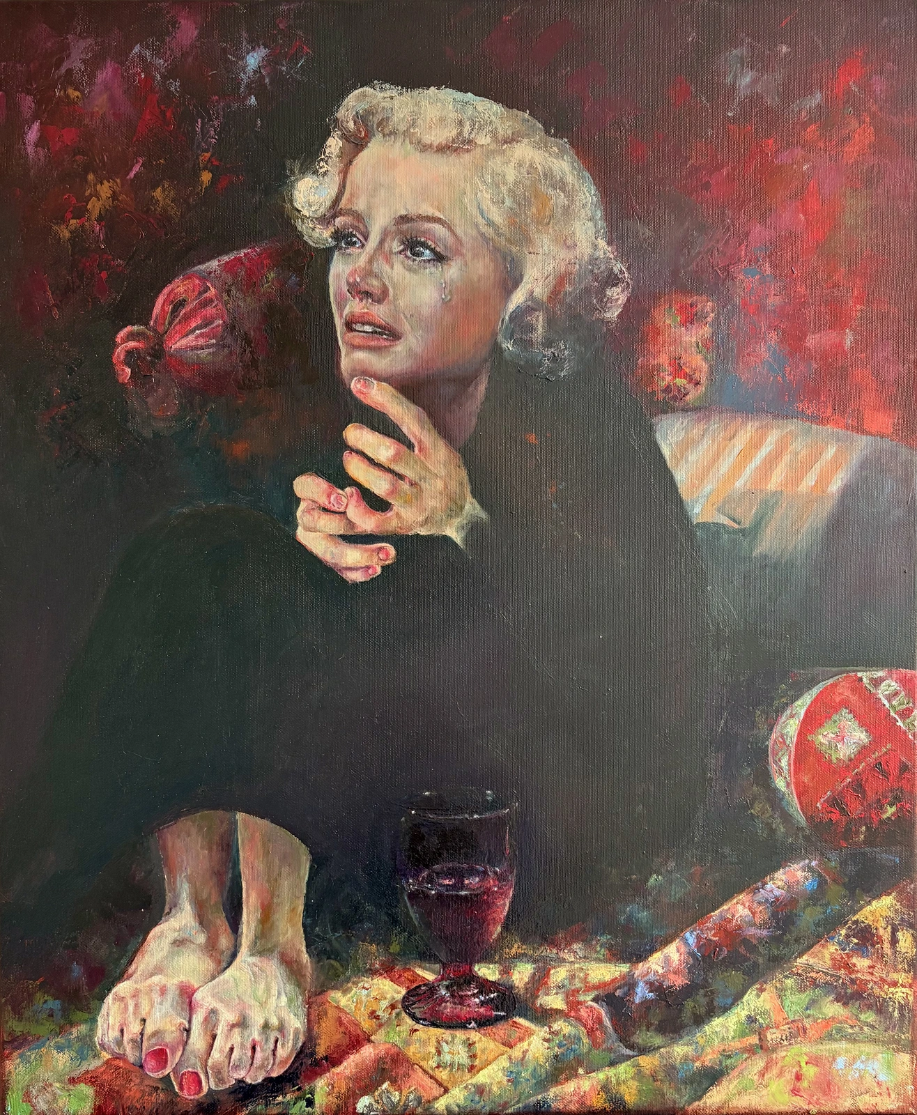 Oljemålning Woman with a brocken heart av Anastasiya Kostyuk