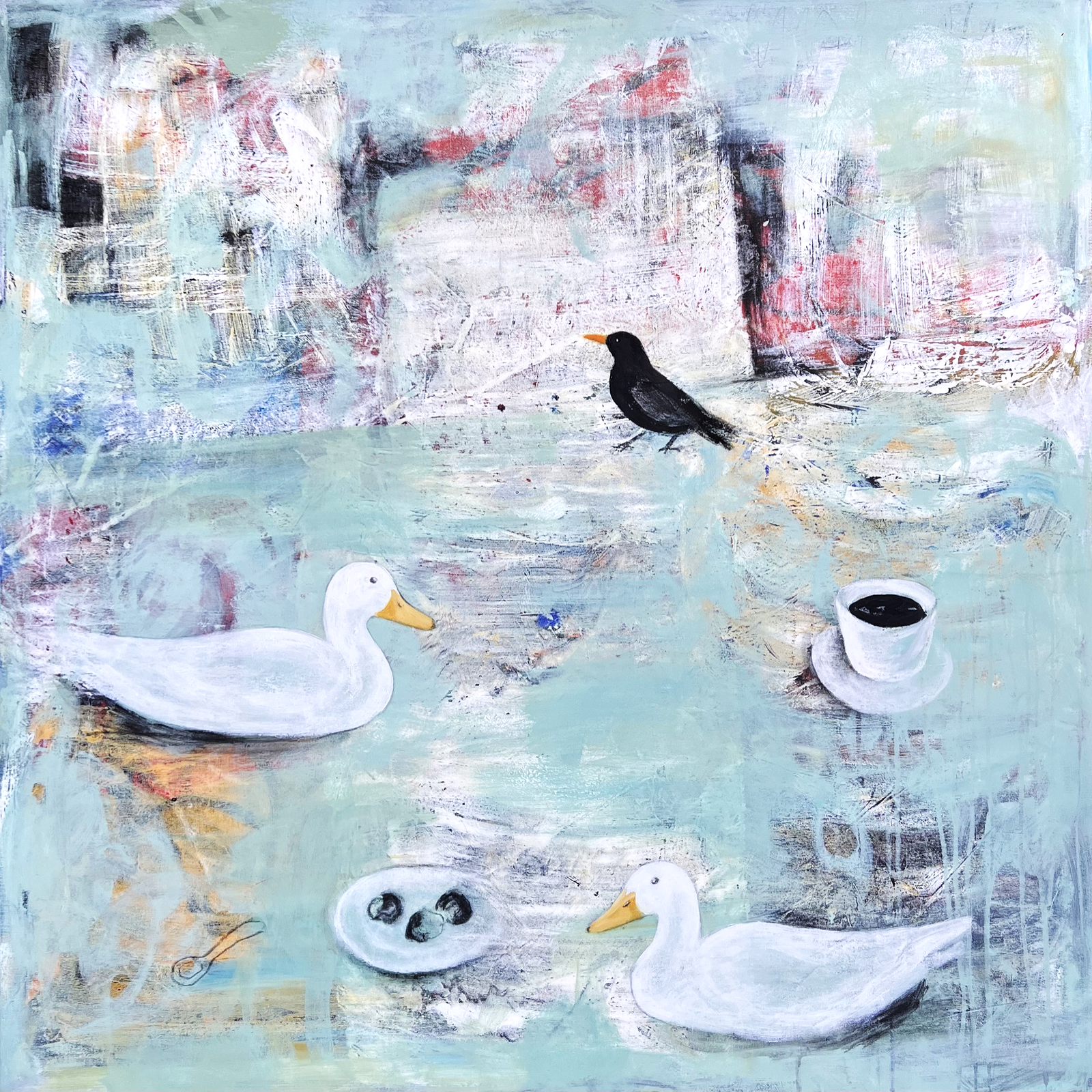 Akrylmålning Still Life With Wings av Adelheid Ottesen