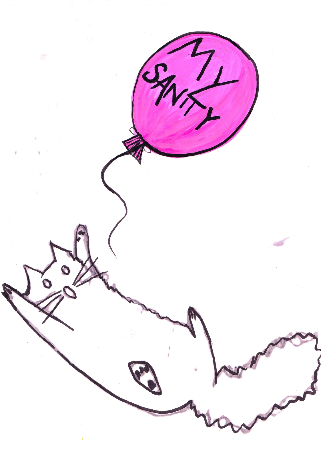 Akrylmålning Loosing my sanity balloon av Camilla N