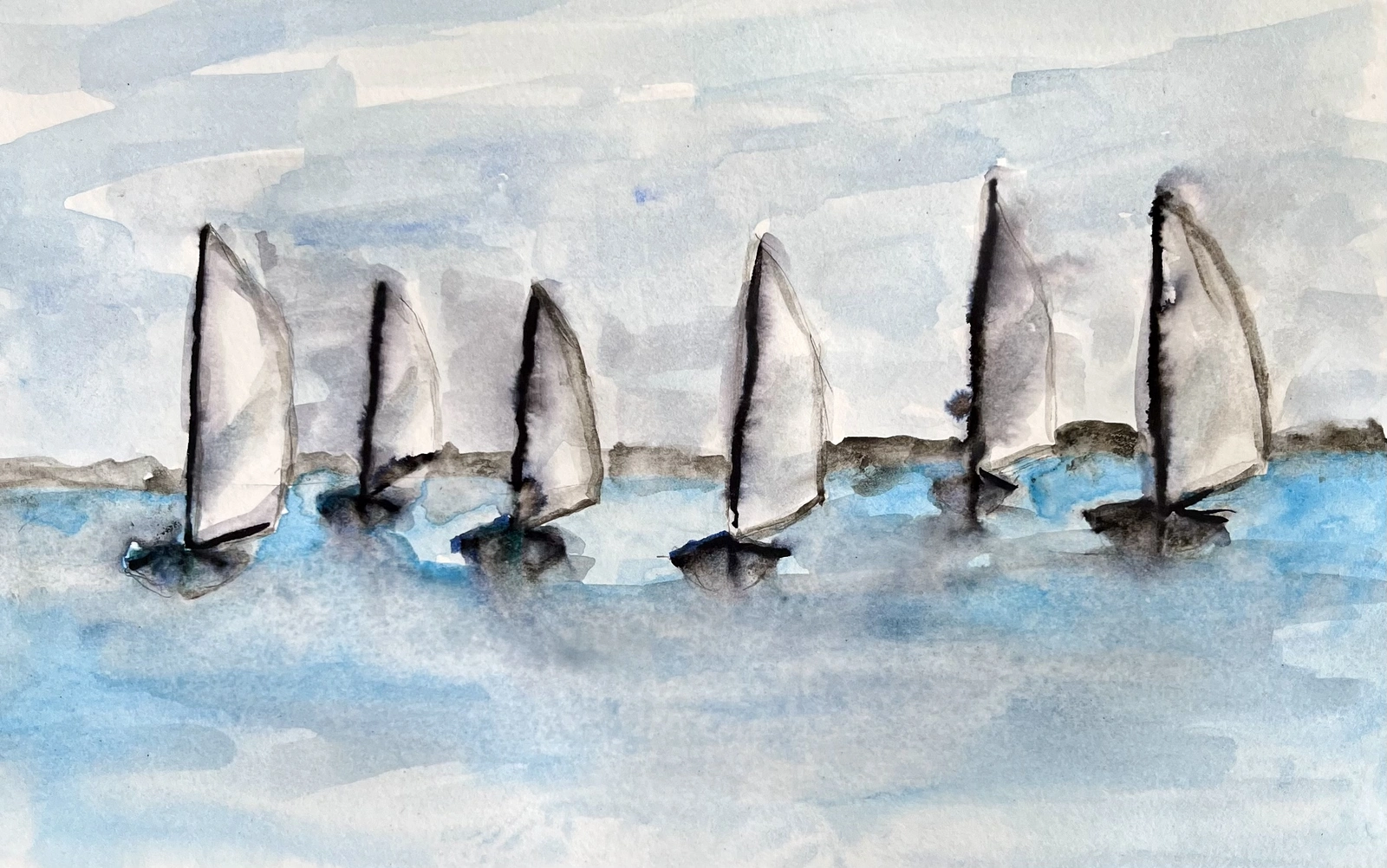 Akvarell Regatta med optimist av Ann Laurentz