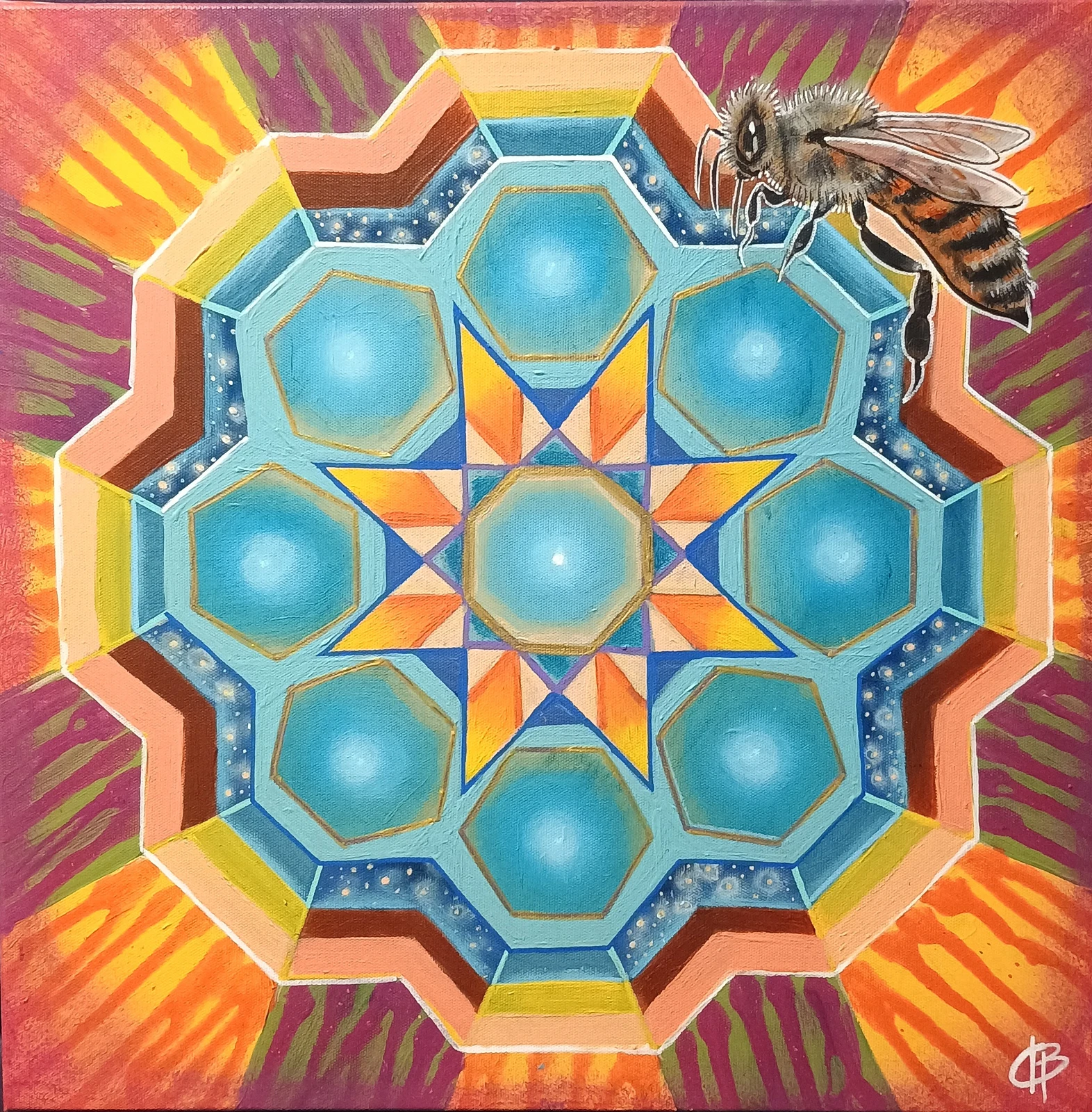 Akrylmålning ~Hexagon~ av Carolina Blomkvist