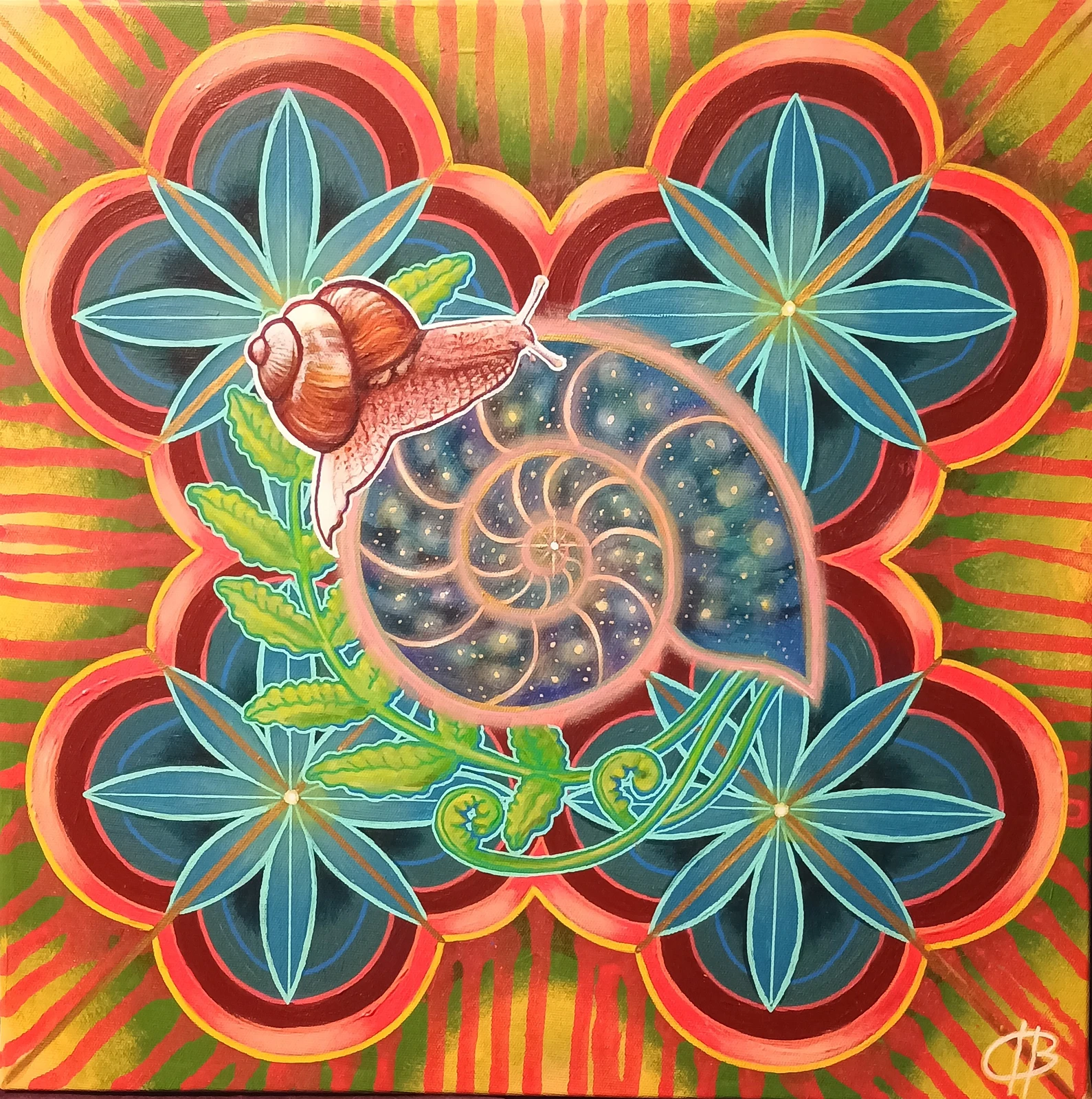 Akrylmålning ~Golden spiral~ av Carolina Blomkvist