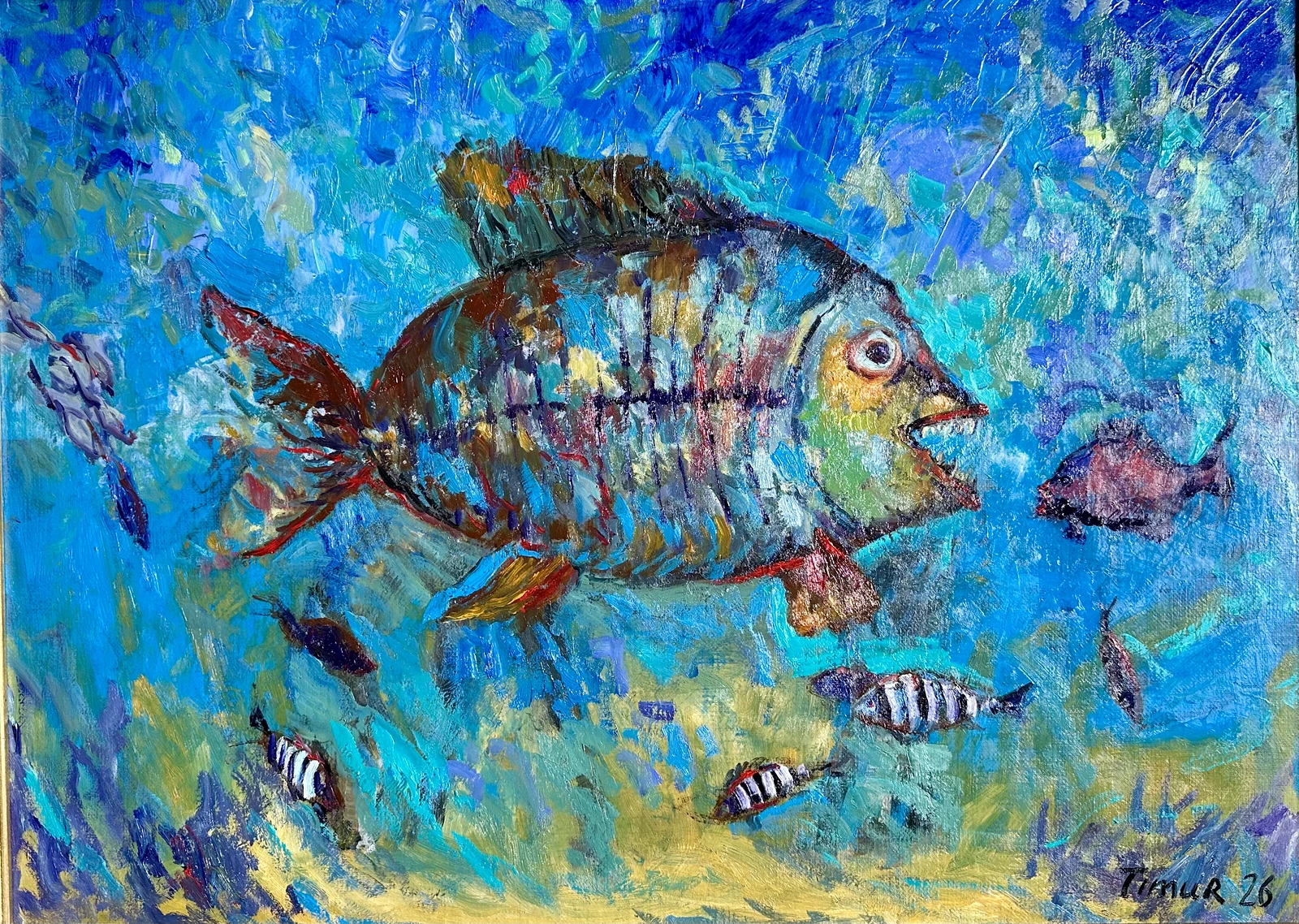 Oljemålning Fisk av Timur Abdulaev