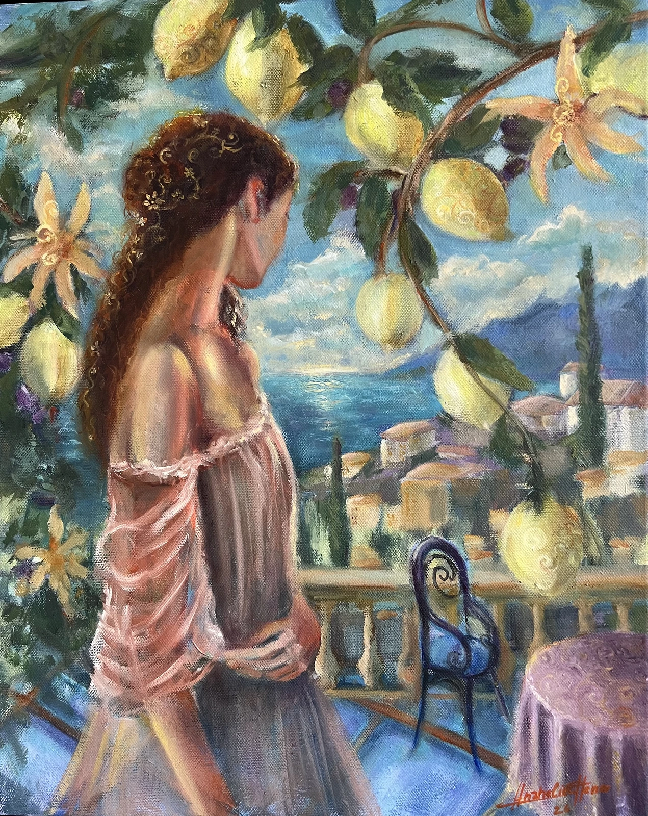 Oljemålning Citronblomma av Anzhelika Henne