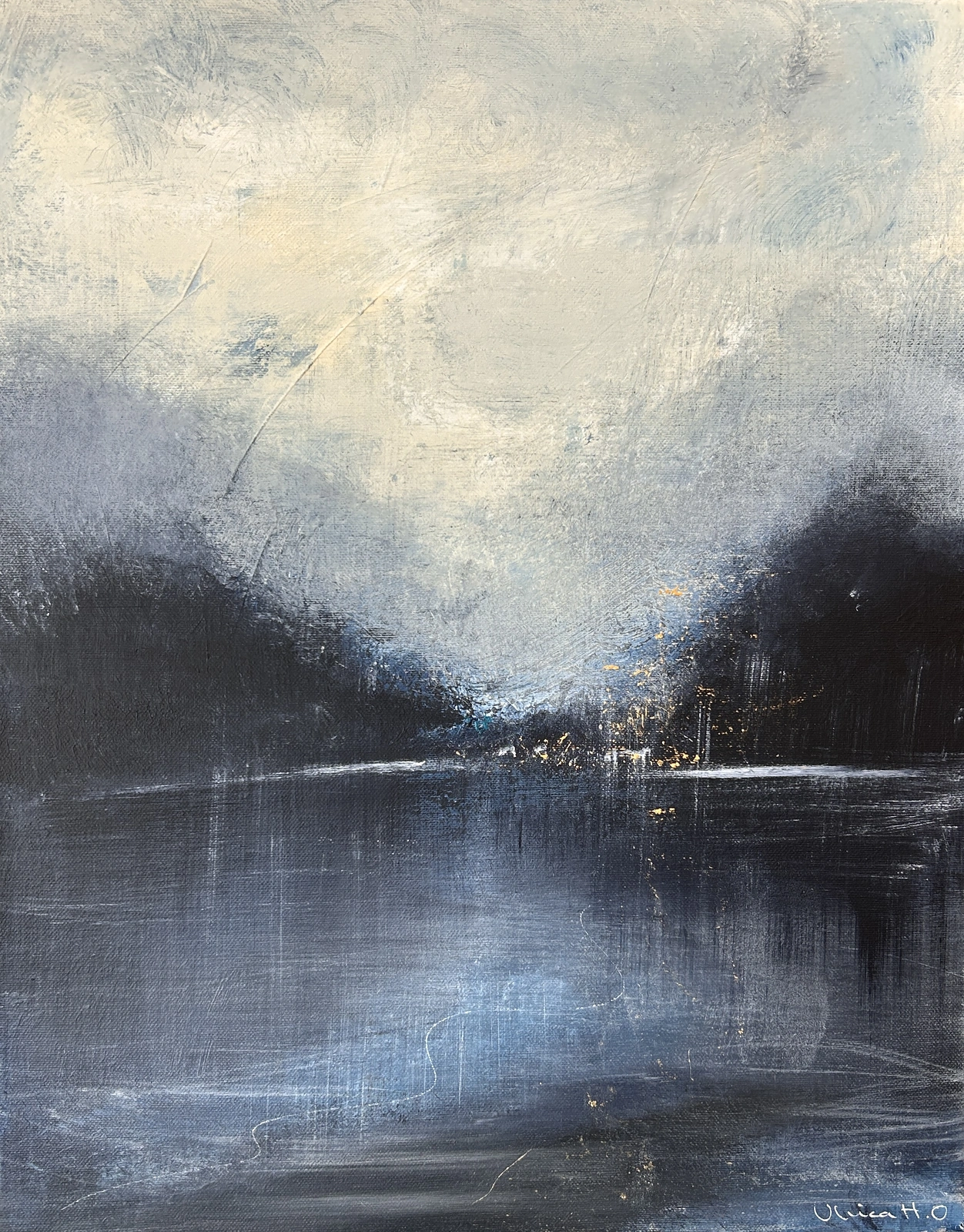 Akrylmålning Midnattsblått av Ulrica Halling Olsson_art Stockholm