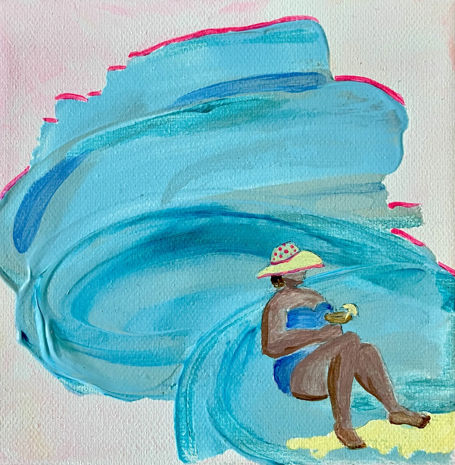 Akrylmålning 17:00 Somewhere (Pink dotty collection) av Judit Hedelius
