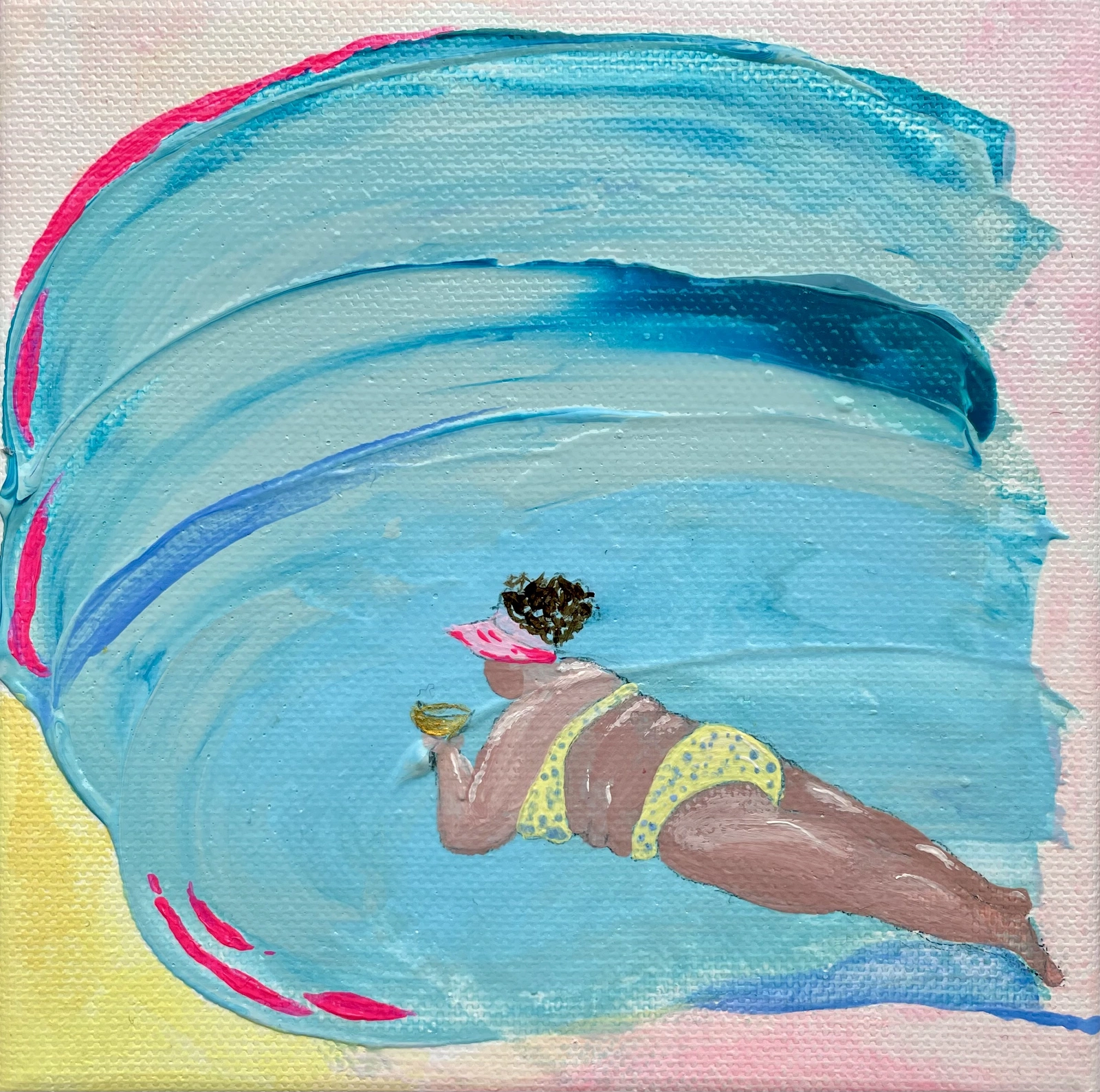 Akrylmålning Hm..Who’s That Adonis? (Pink dotty collection) av Judit Hedelius