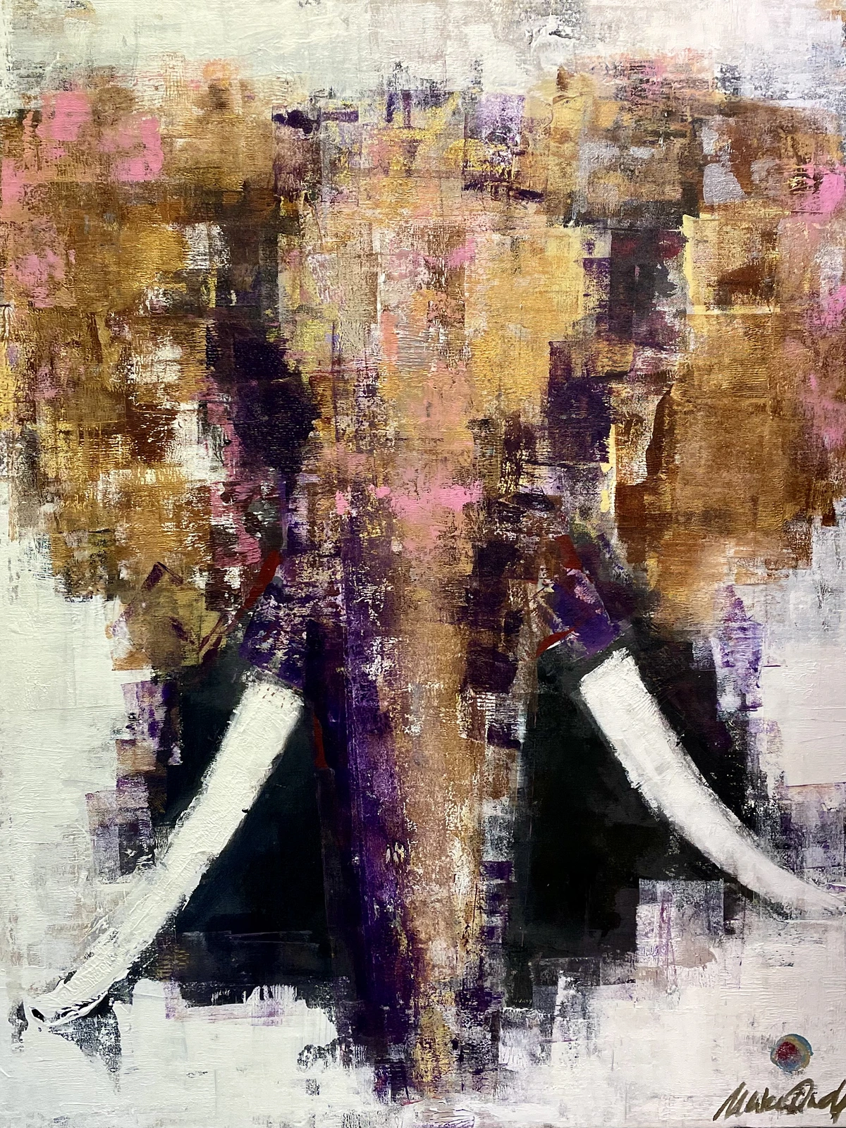 Akrylmålning Elefant. "Savannah Golden Light" av Ulrike Nordquist