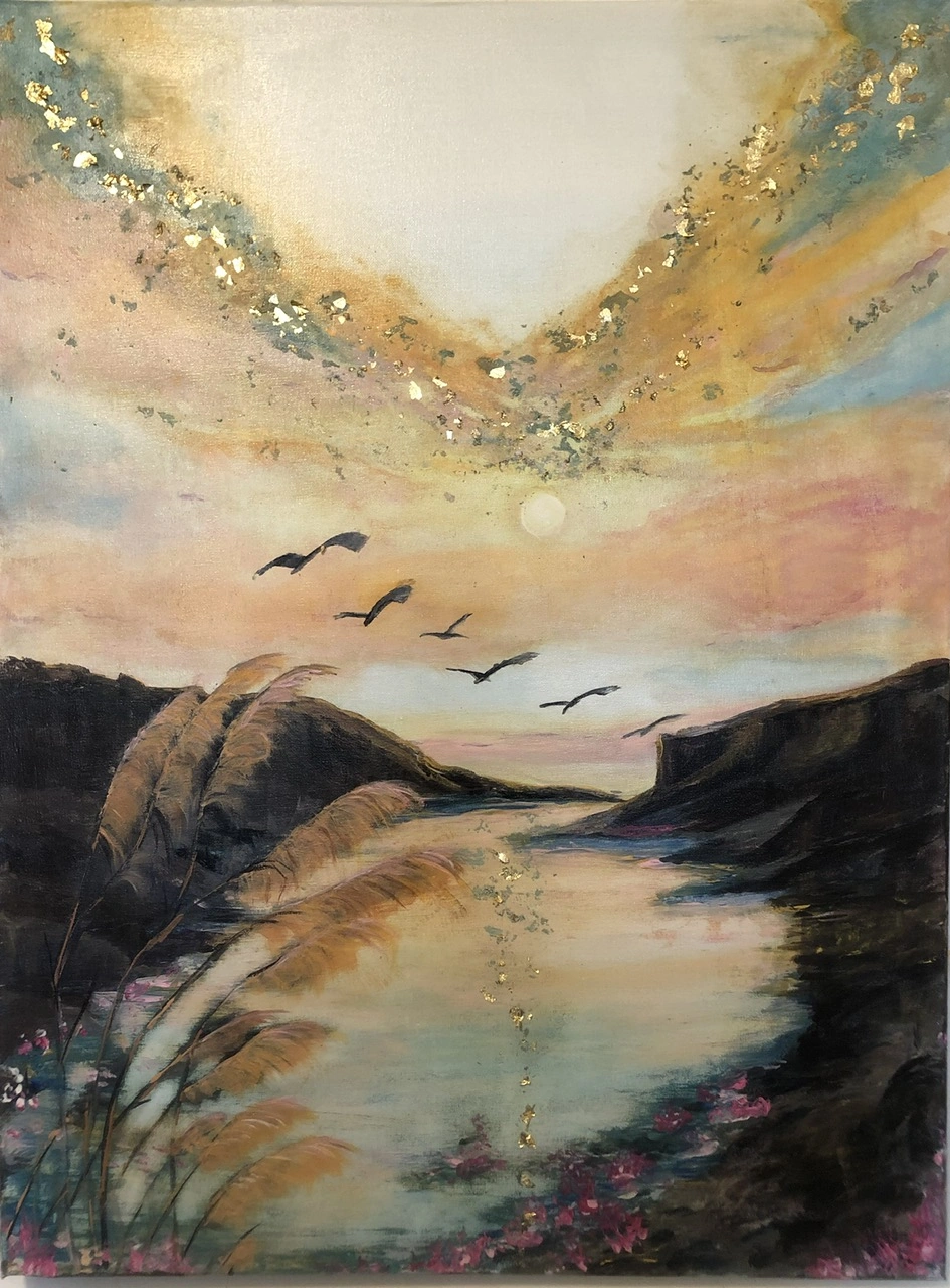 Akrylmålning Himmel och jord av Jeannette Tissari