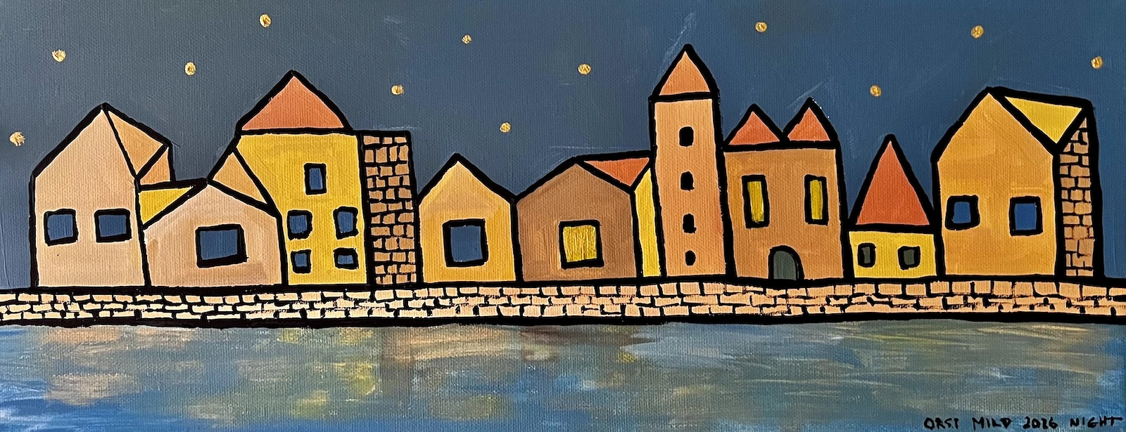 Akrylmålning ”Night” av Orsi Mild