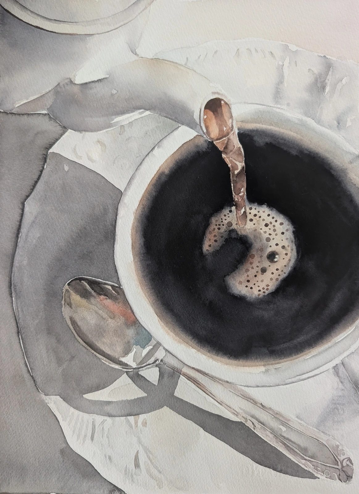 Akvarell KAFFESTUNDEN, DU HELIG ÄR av Emelie Aronsson