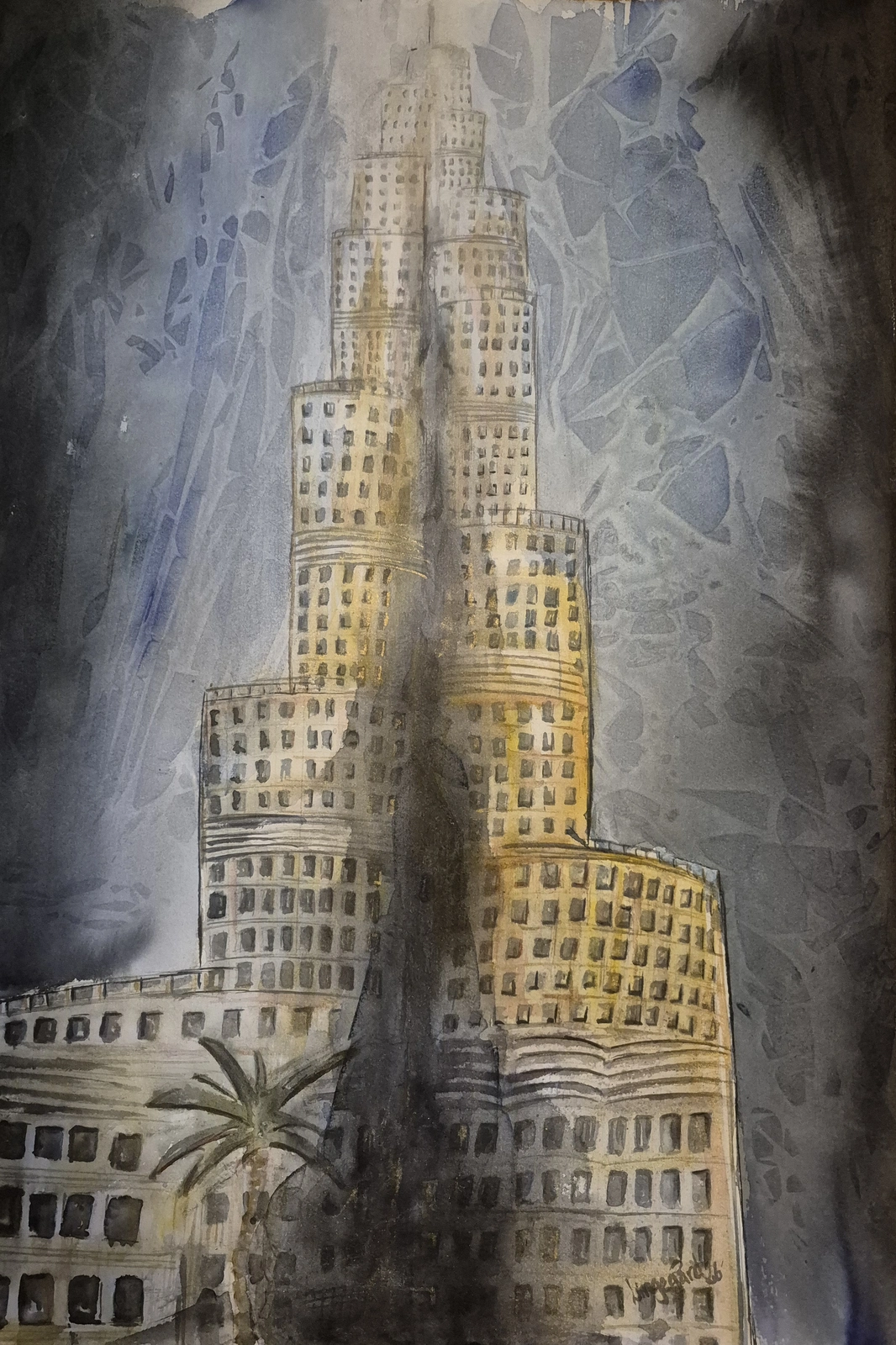 Akvarell Burj Khalifa av Carl-Philip Lingegård