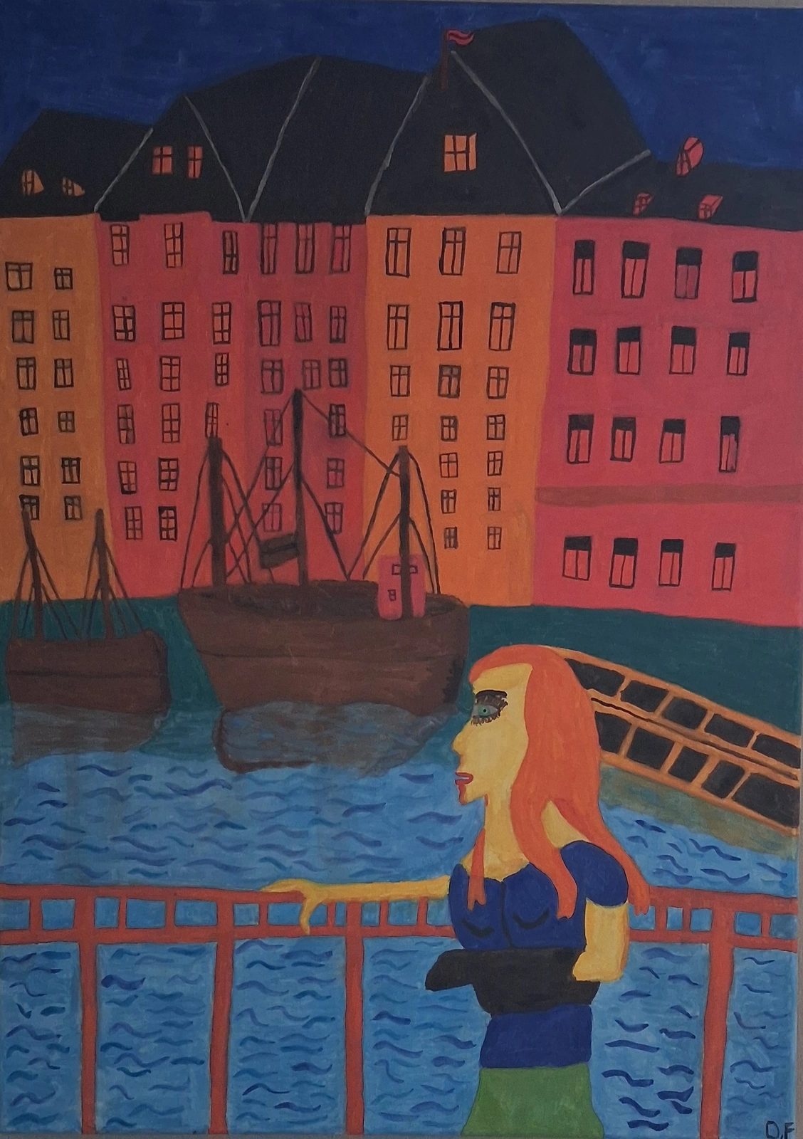 She's looking out at Nyhavn, Copenhagen av Veronica Domachowska