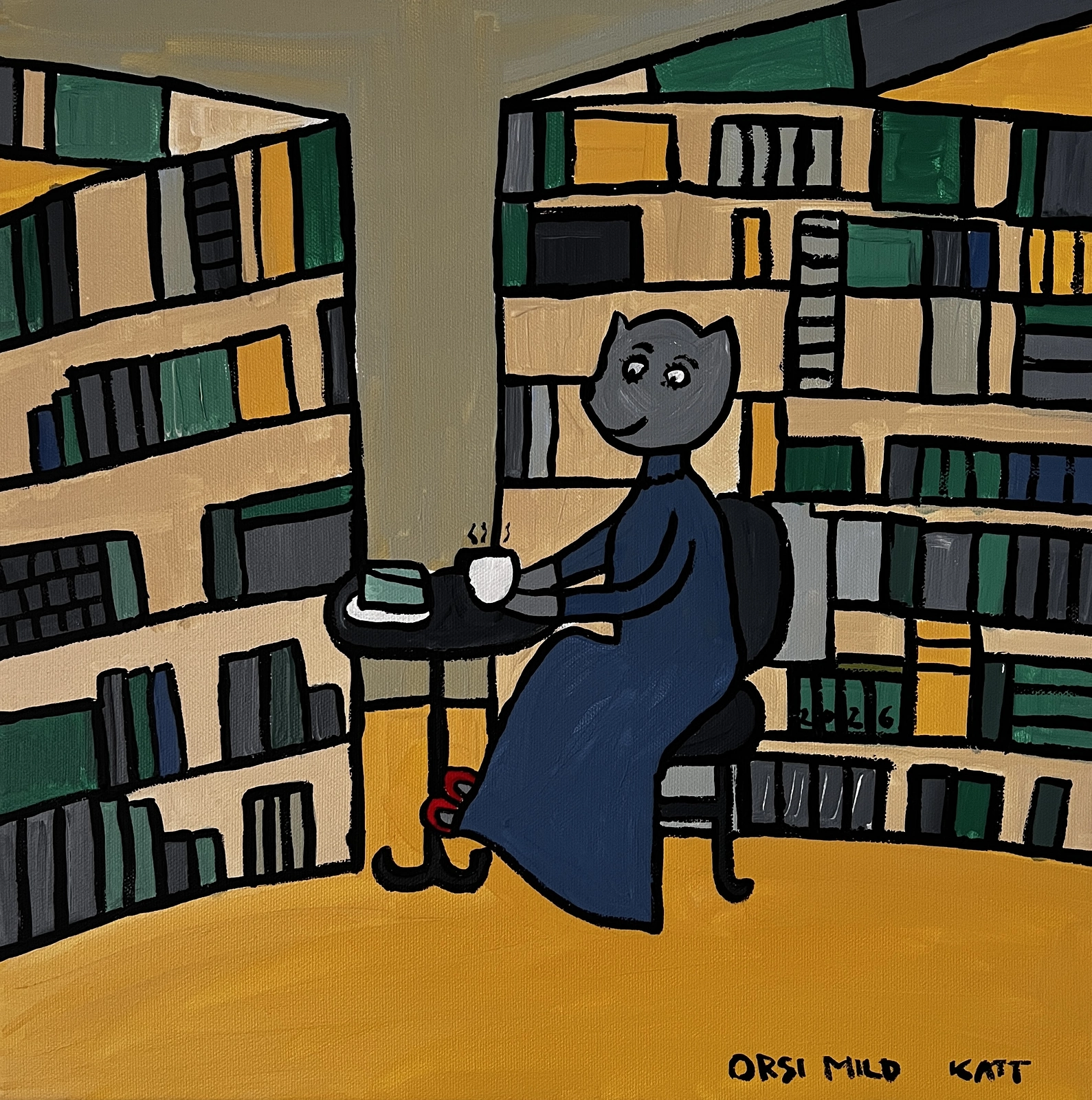 Akrylmålning “Katt” av Orsi Mild