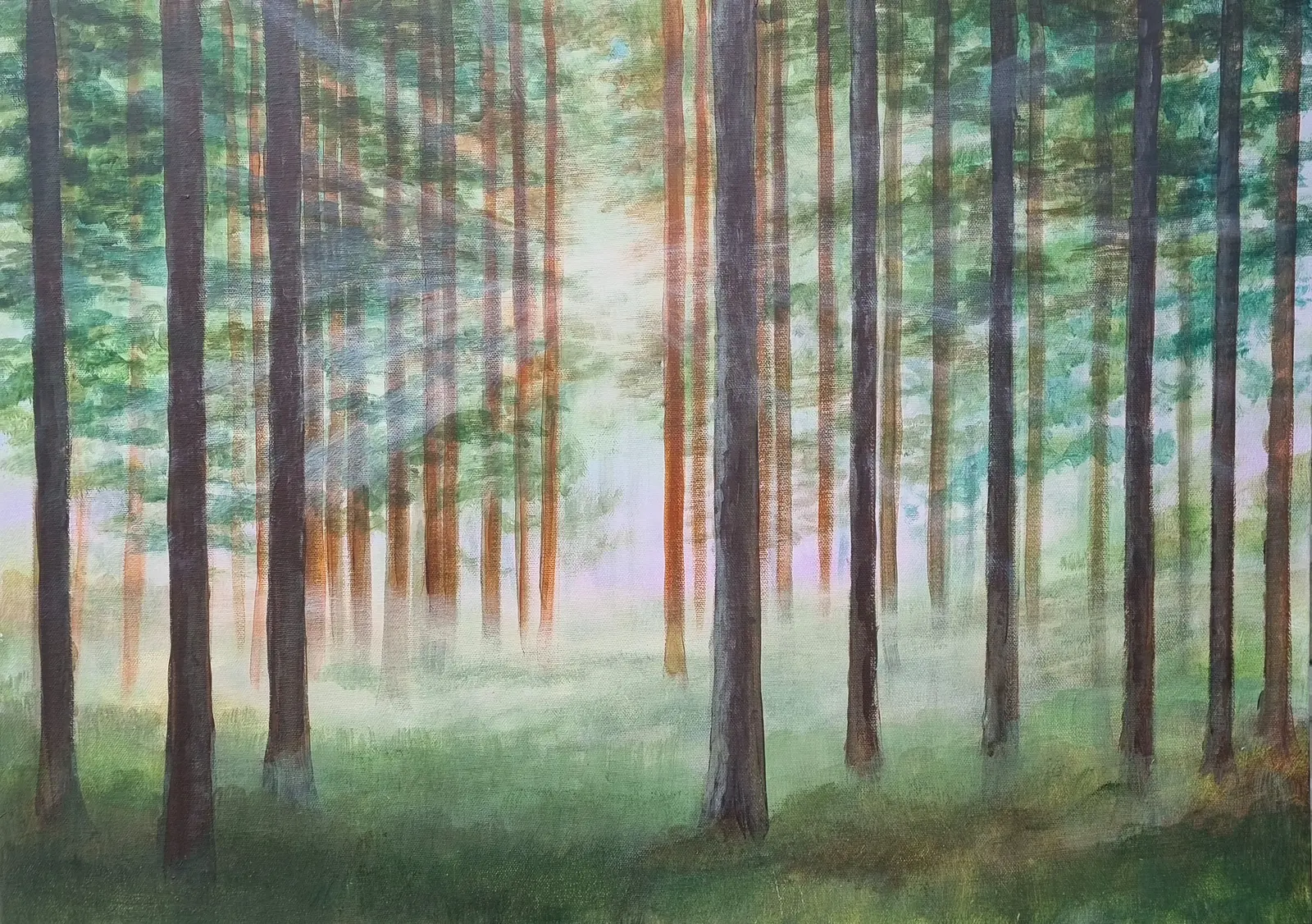 Akrylmålning Så tyst i skogen av Anna Jormin