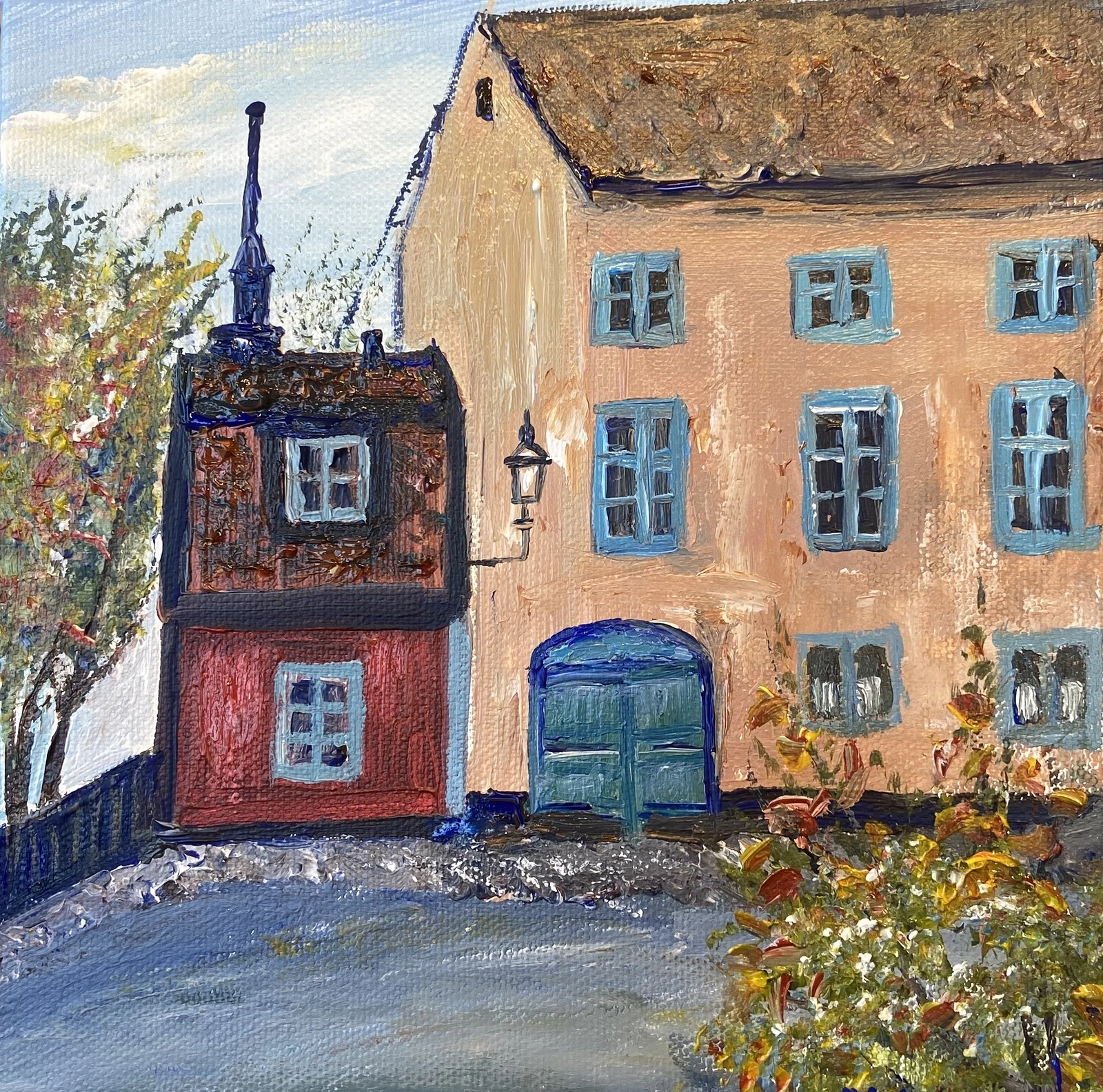 Akrylmålning Det lilla  huset på Nygatan ( Södermalm) av Marie-Louise Ljungberg