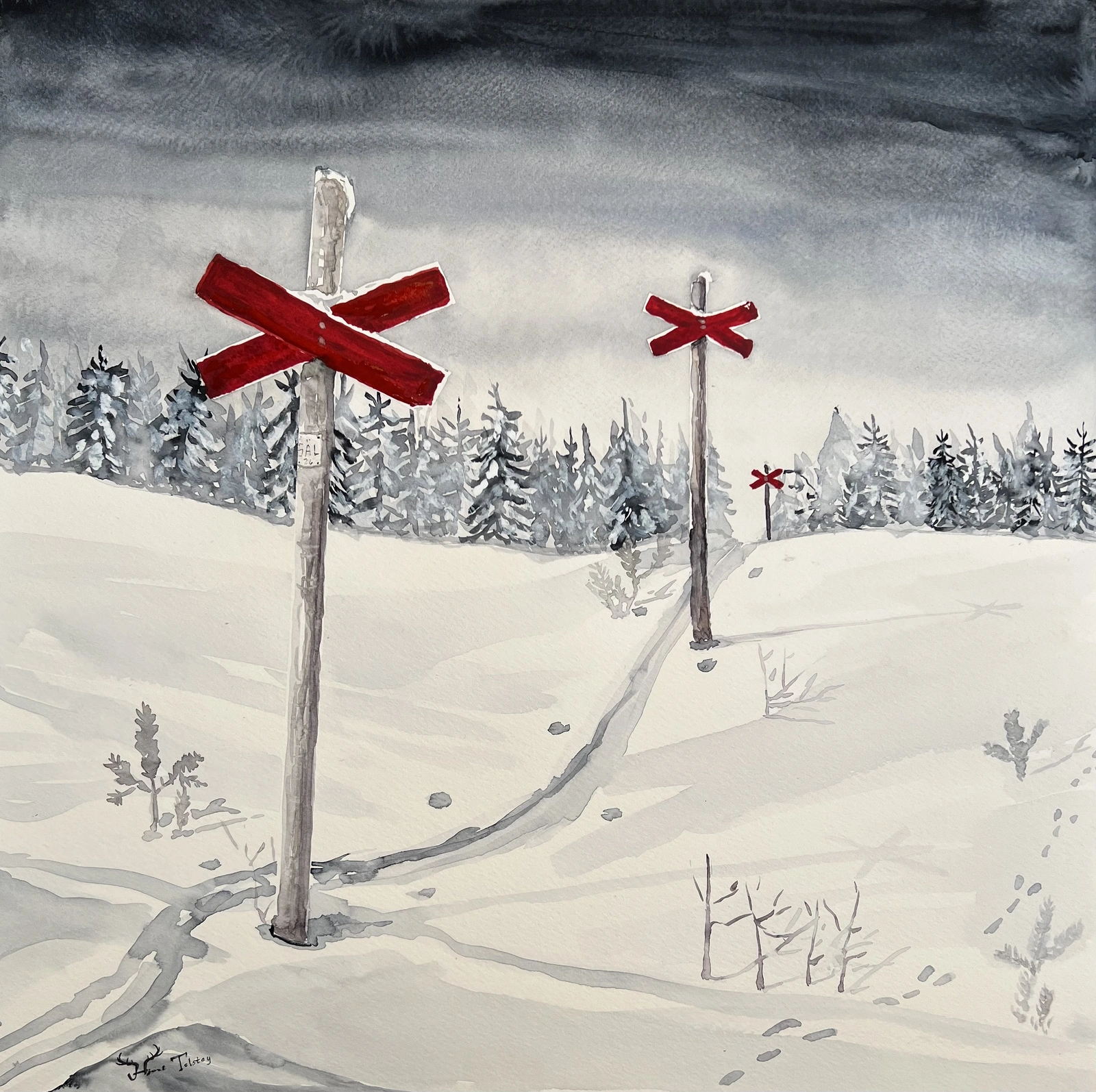 Akvarell På tur.. ledkryss av Catarina Hjort Tolstoy