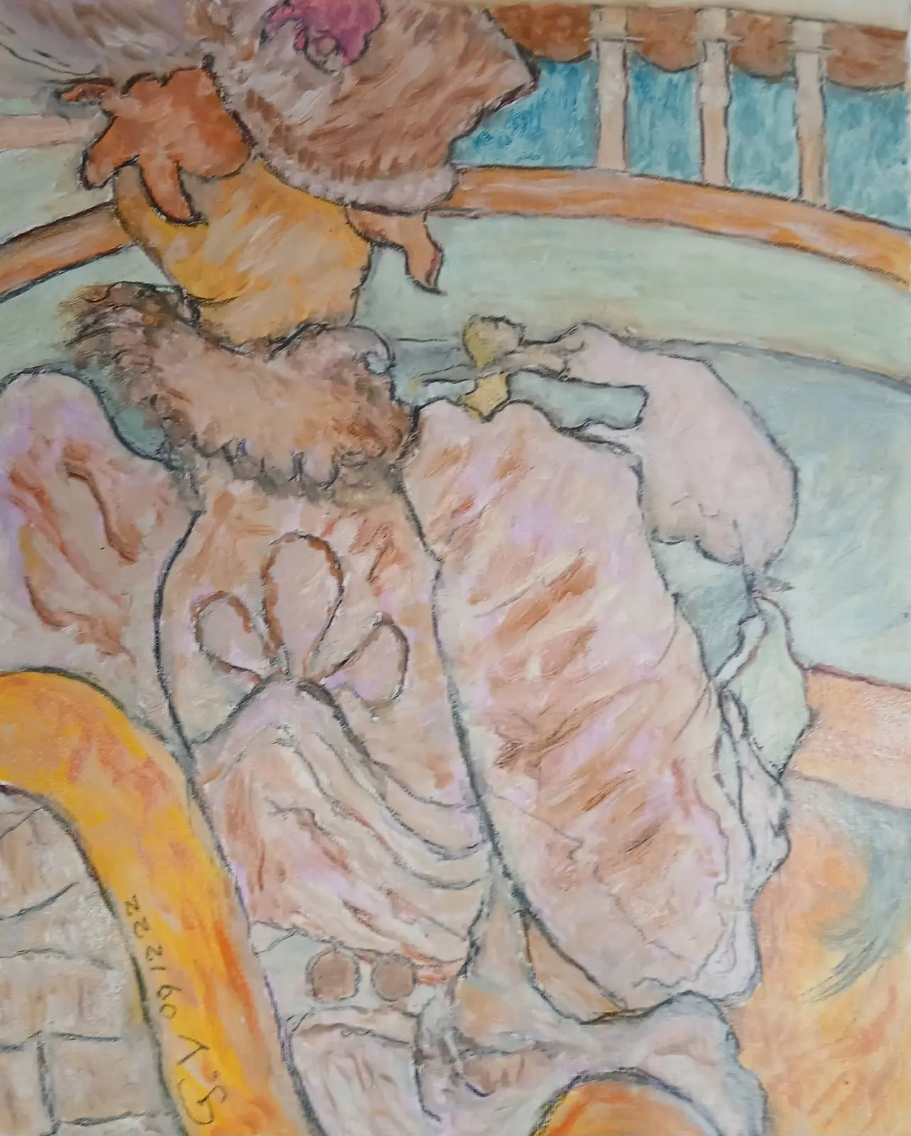 Oljemålning Vid teater,, av Georgios Voutsas