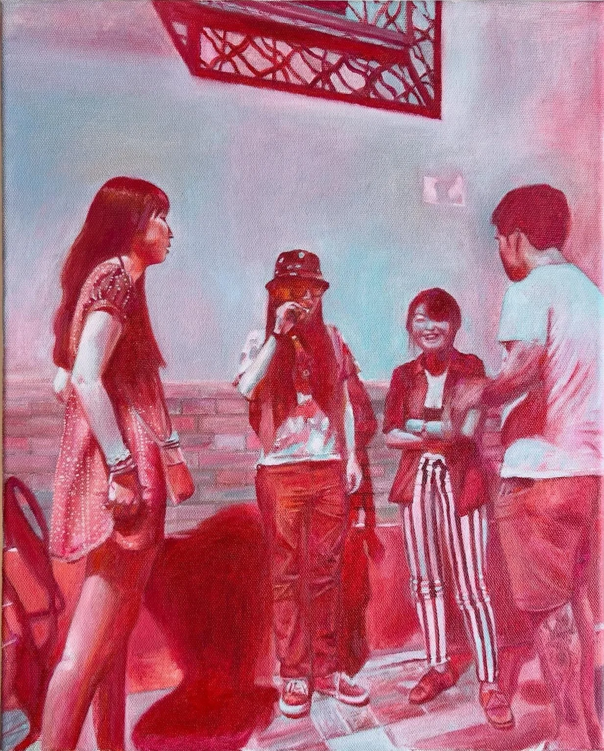 Oljemålning ‘Backstreet smoke, Beijing 2012’ av Pupi (Jing) Wang