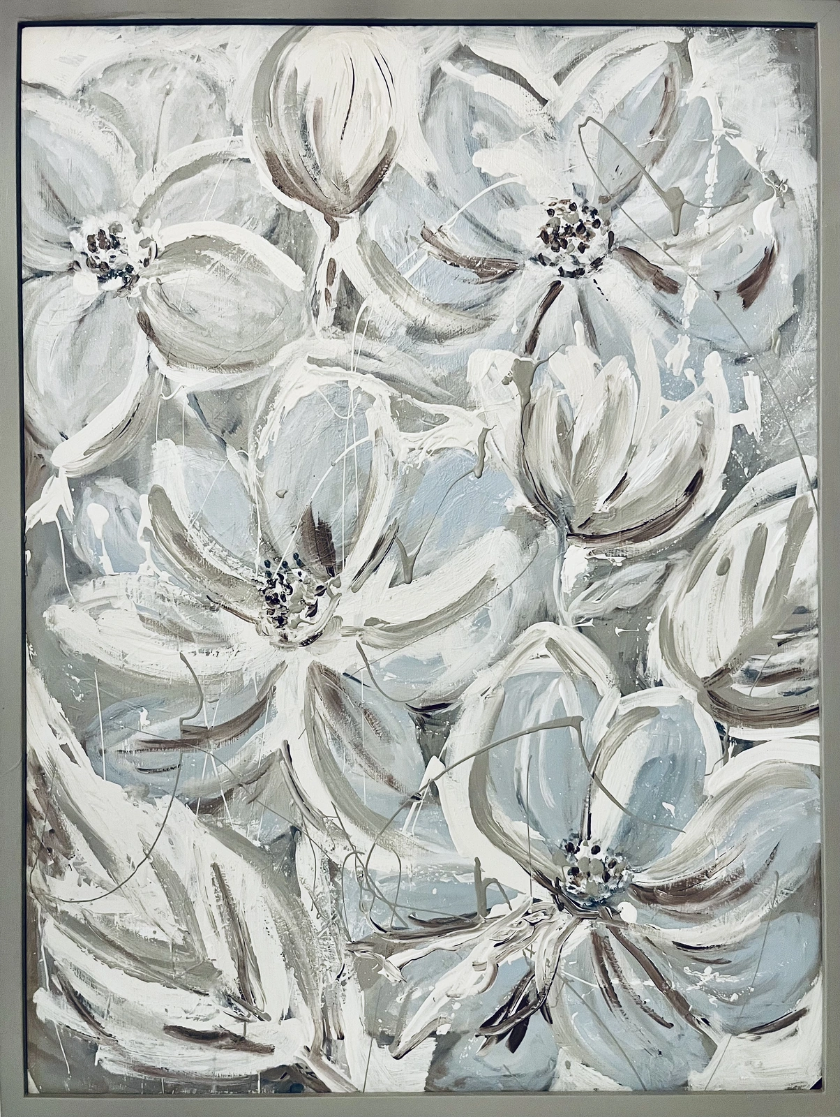 Akrylmålning Pale flowers av Charlotte Hansson