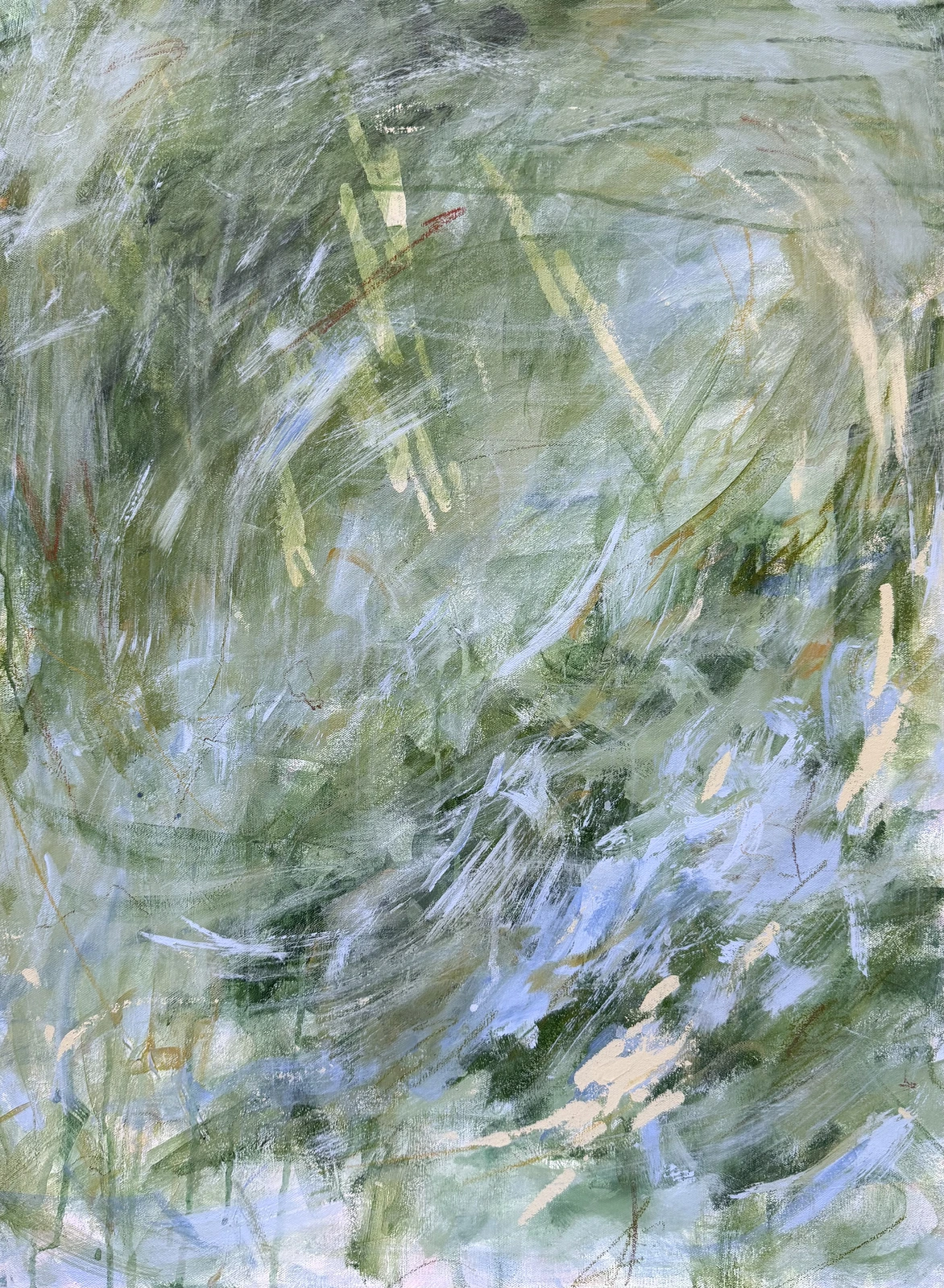Akrylmålning Whispers of Green av Veronica Fuchs
