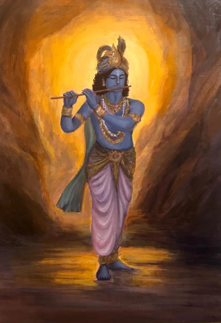 Akrylmålning The eternal flute av Akshaya Vidhya