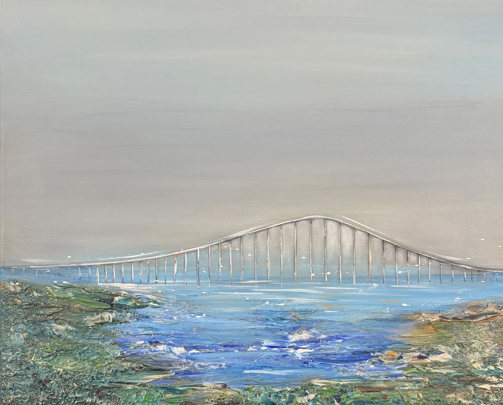 Akrylmålning Ölandsbron-över sundet av Sofie Öcking