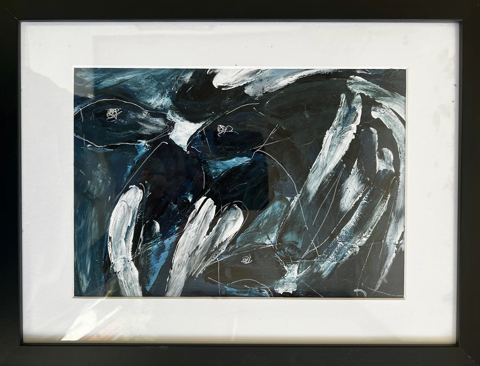 Akrylmålning Skata121. Motvinden av Tom Kvém