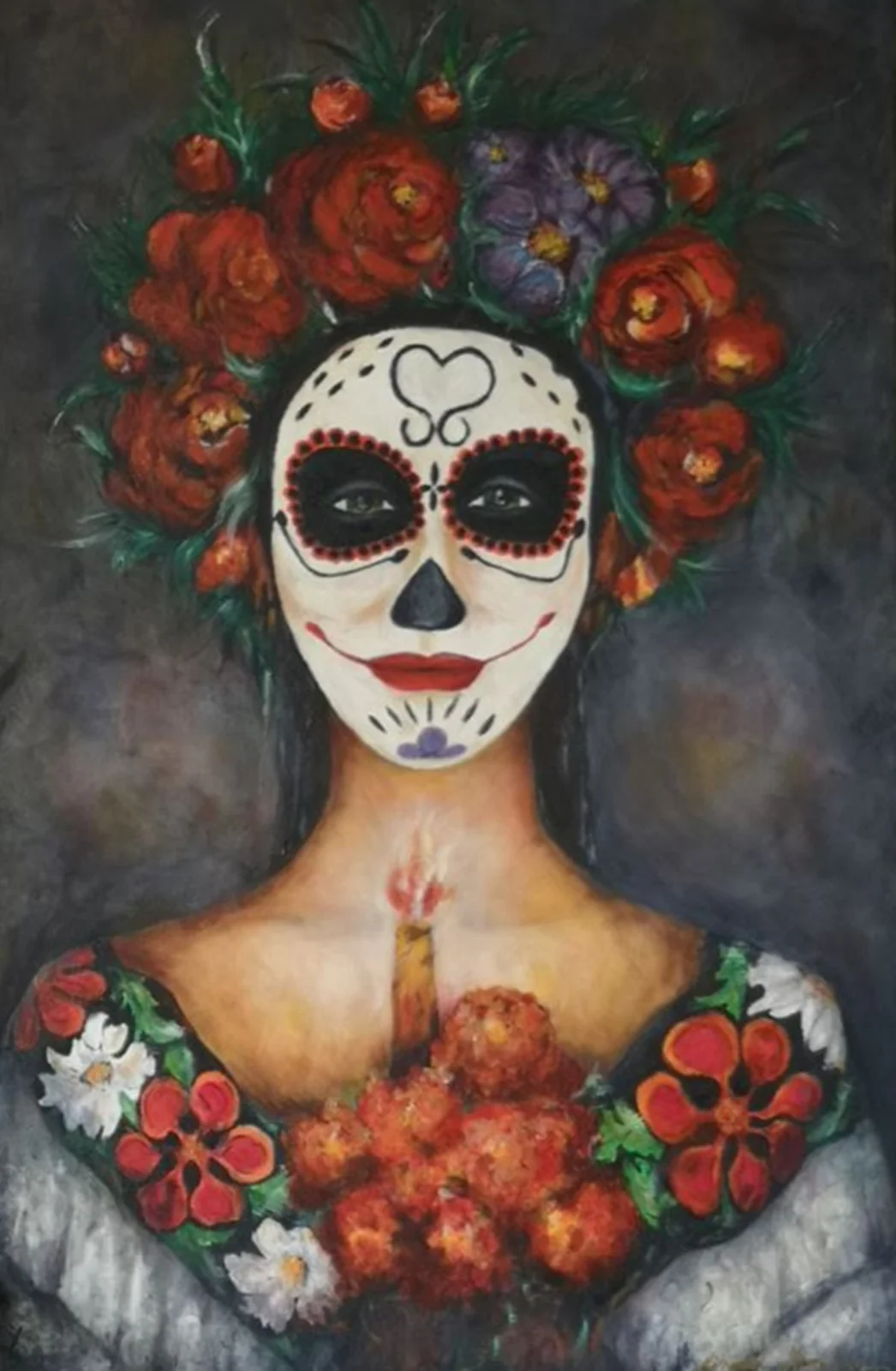Oljemålning Dia de los muertos av Mihaela Jonasson
