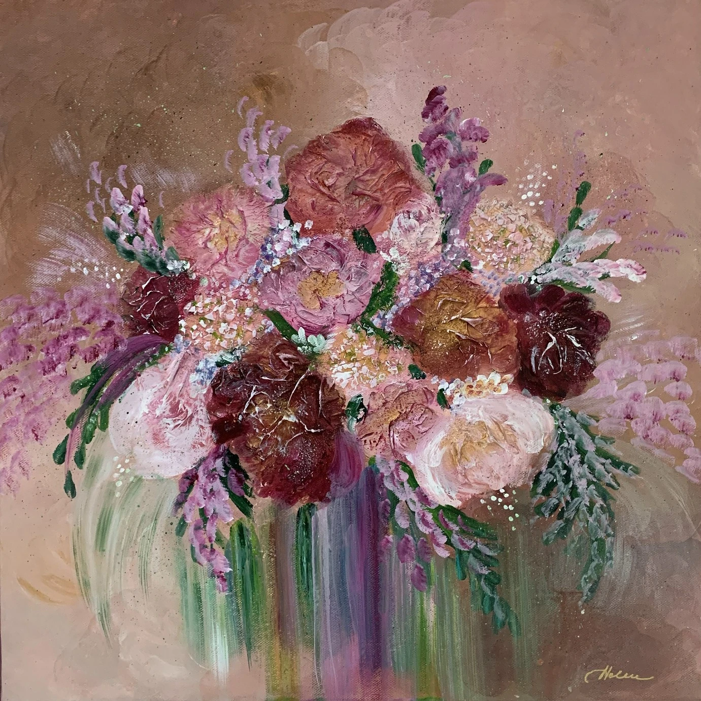 Akrylmålning Floral gift av Helene Landersten