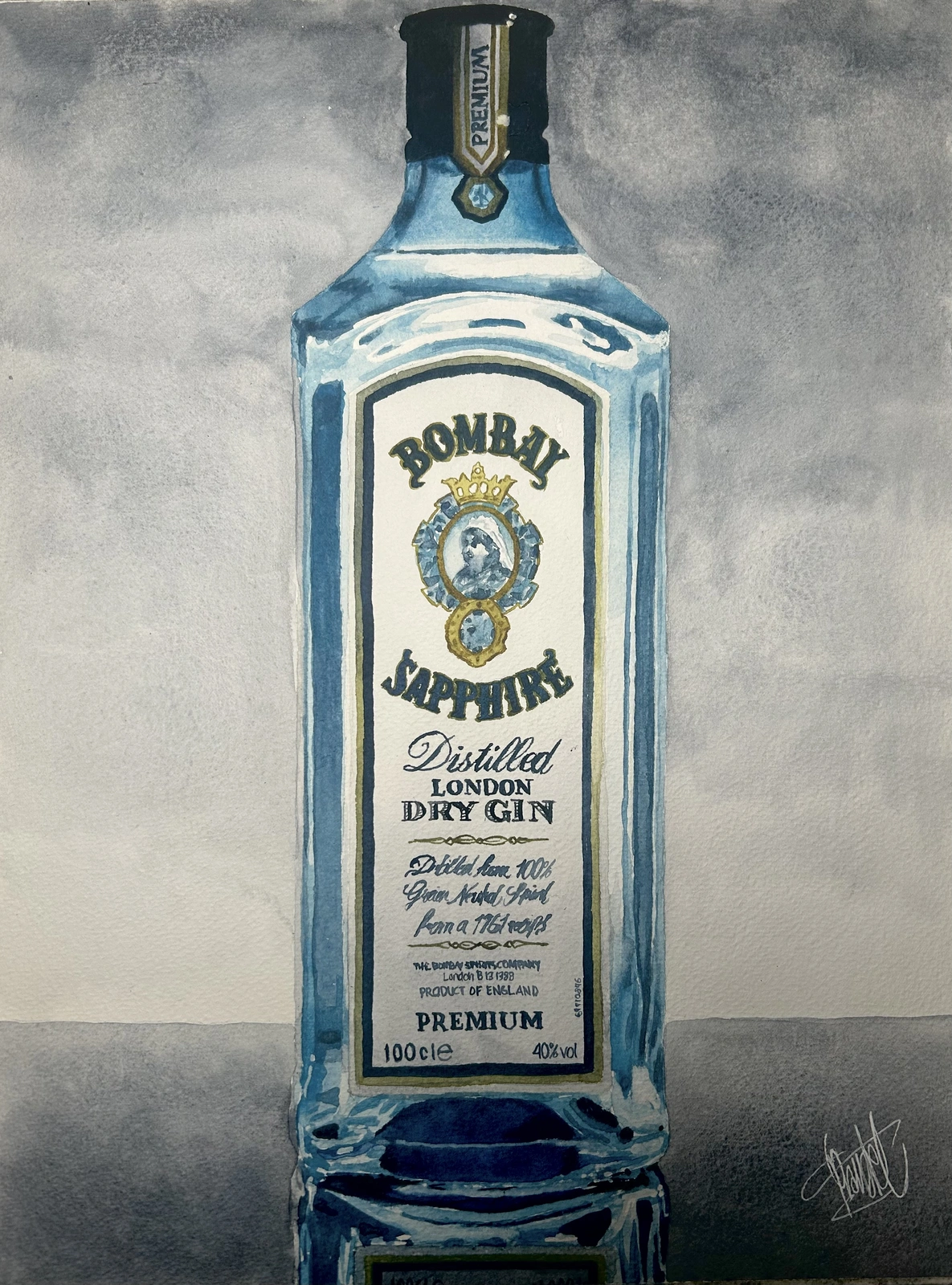 Akvarell Bombay Sapphire av Christian Prändel