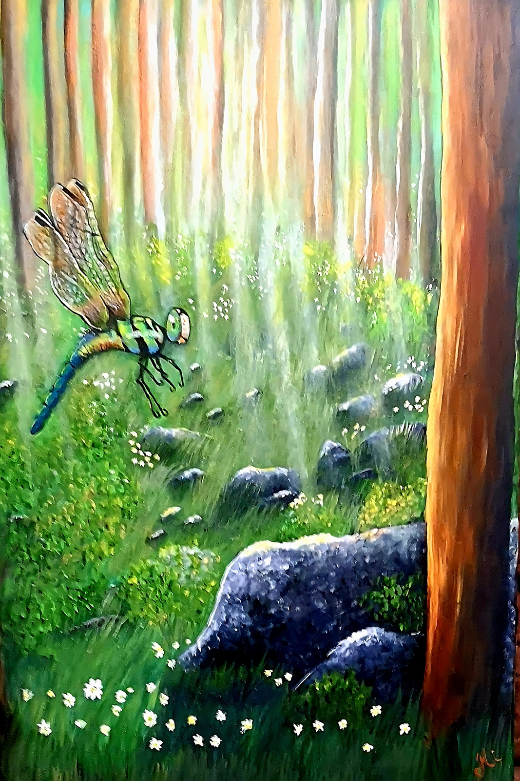 Akrylmålning Just a dragonfly av Maria Borgring ( Fd Lindberg)