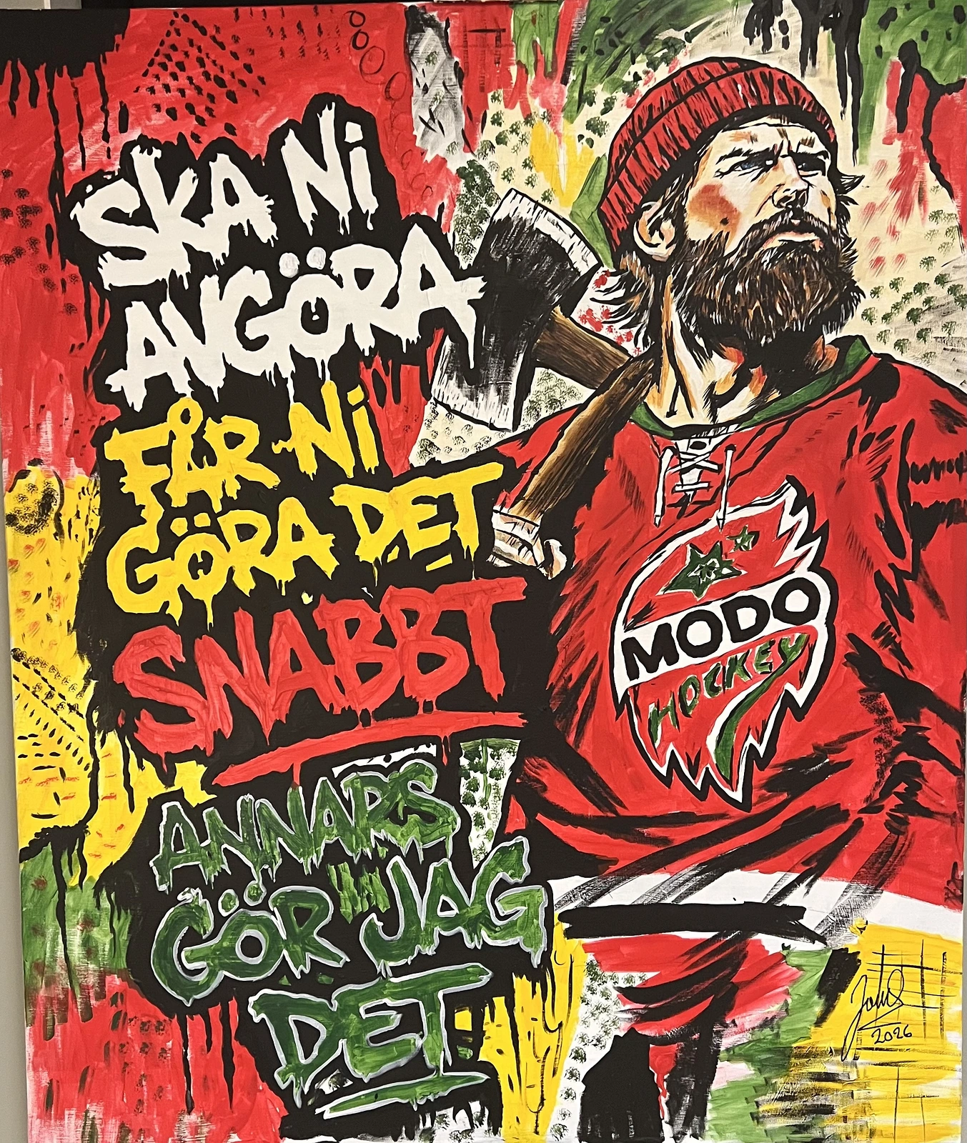 Akrylmålning Modo/Lumberjacks av Jonas Kihlman