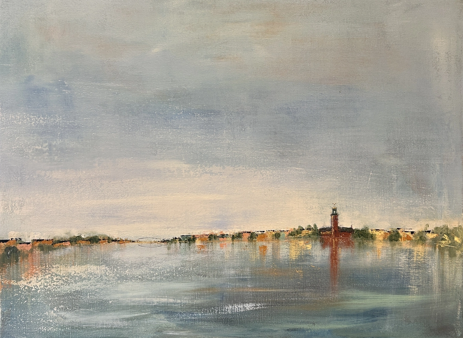 Akrylmålning Himmel möter vatten av Ulrica Halling Olsson_art Stockholm