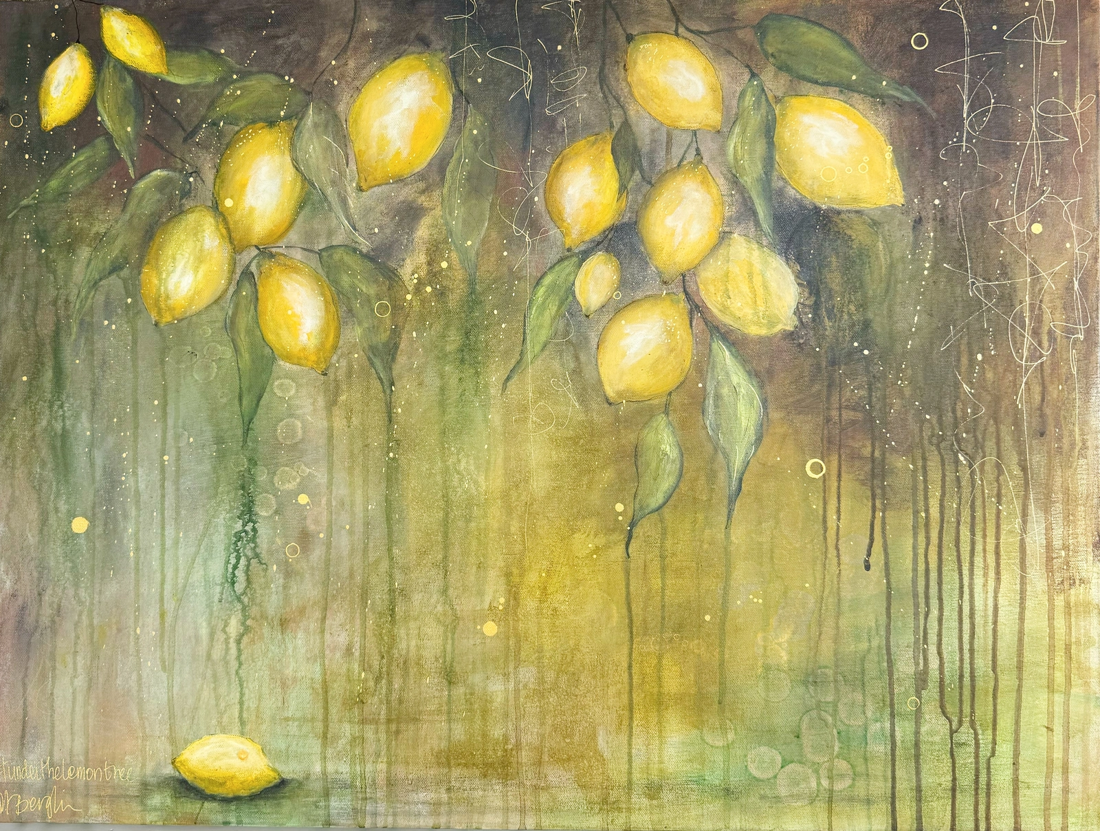 Akrylmålning Under the Lemontree av Monica Berglin