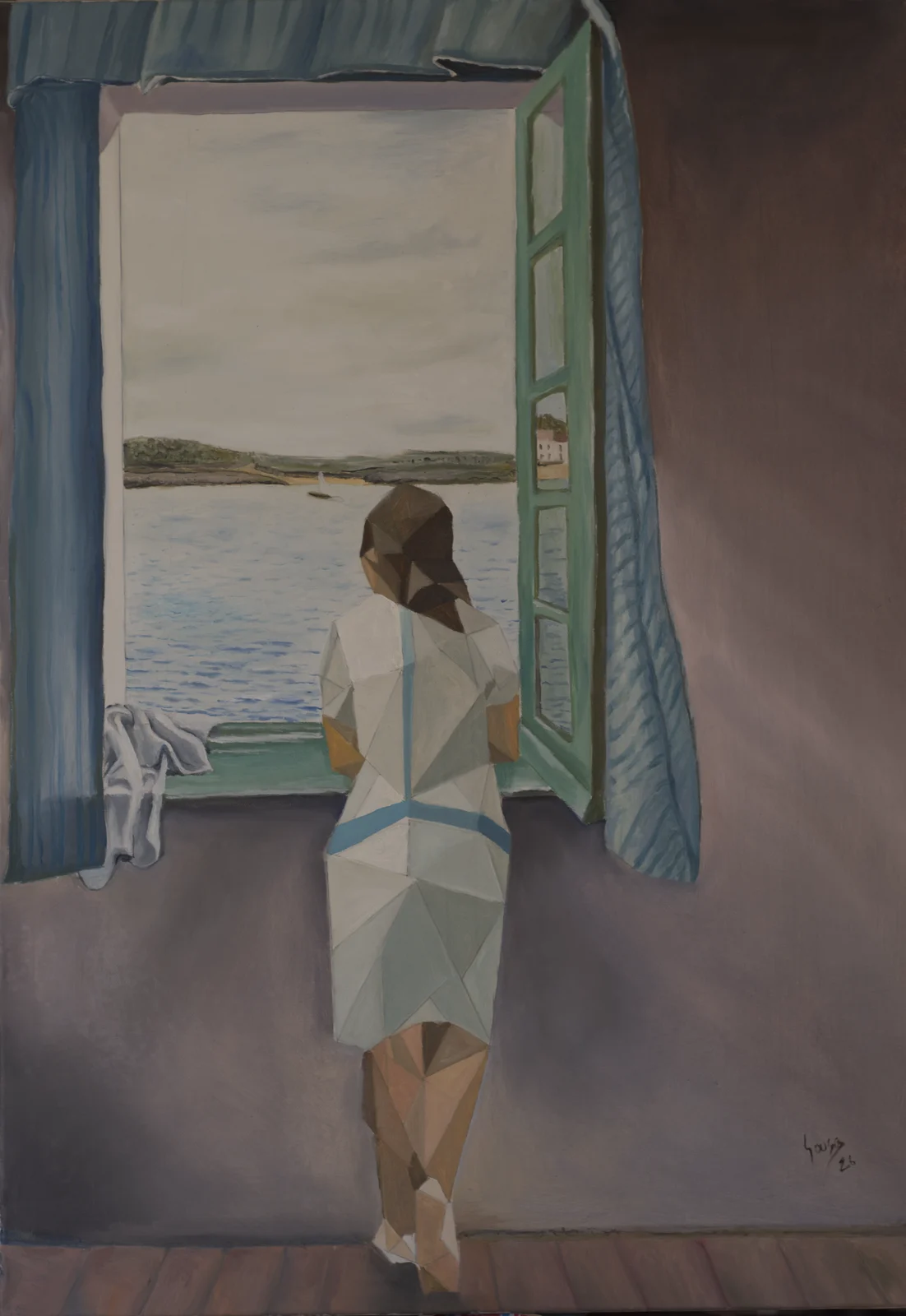 Oljemålning Girl by the window av Pedro Sousa