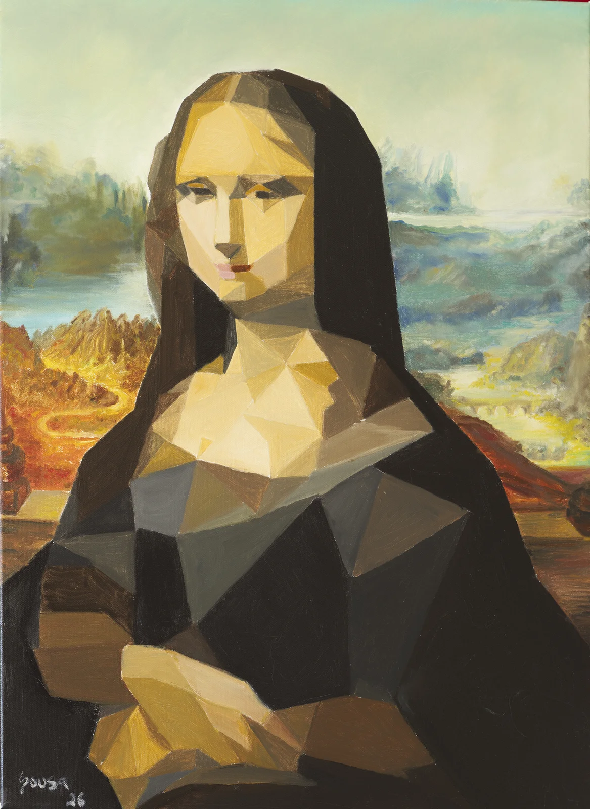 Oljemålning Monalisa - Fragmented icon av Pedro Sousa