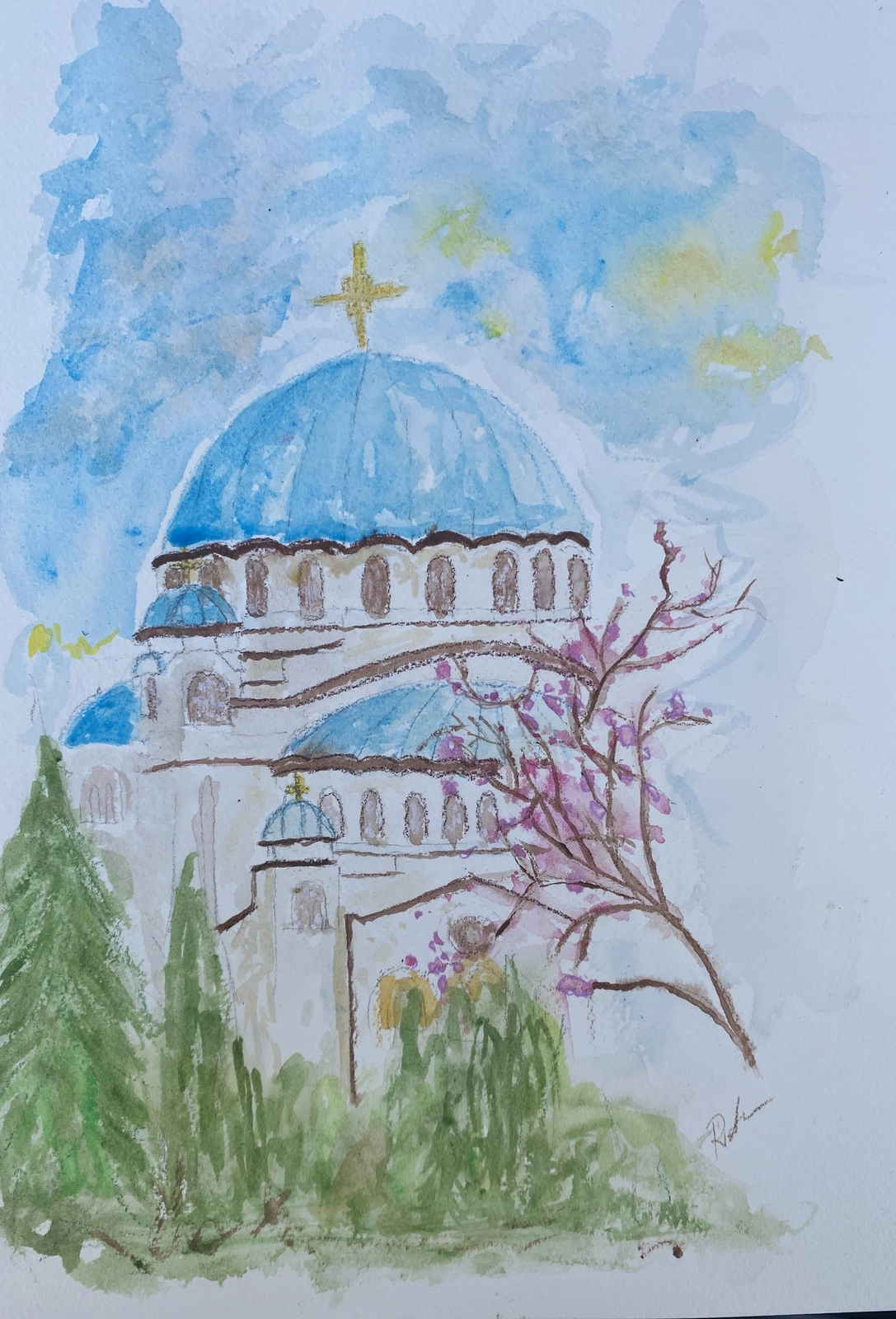 Akvarell Belgrade av Anđela Ristic (AngelaArt)