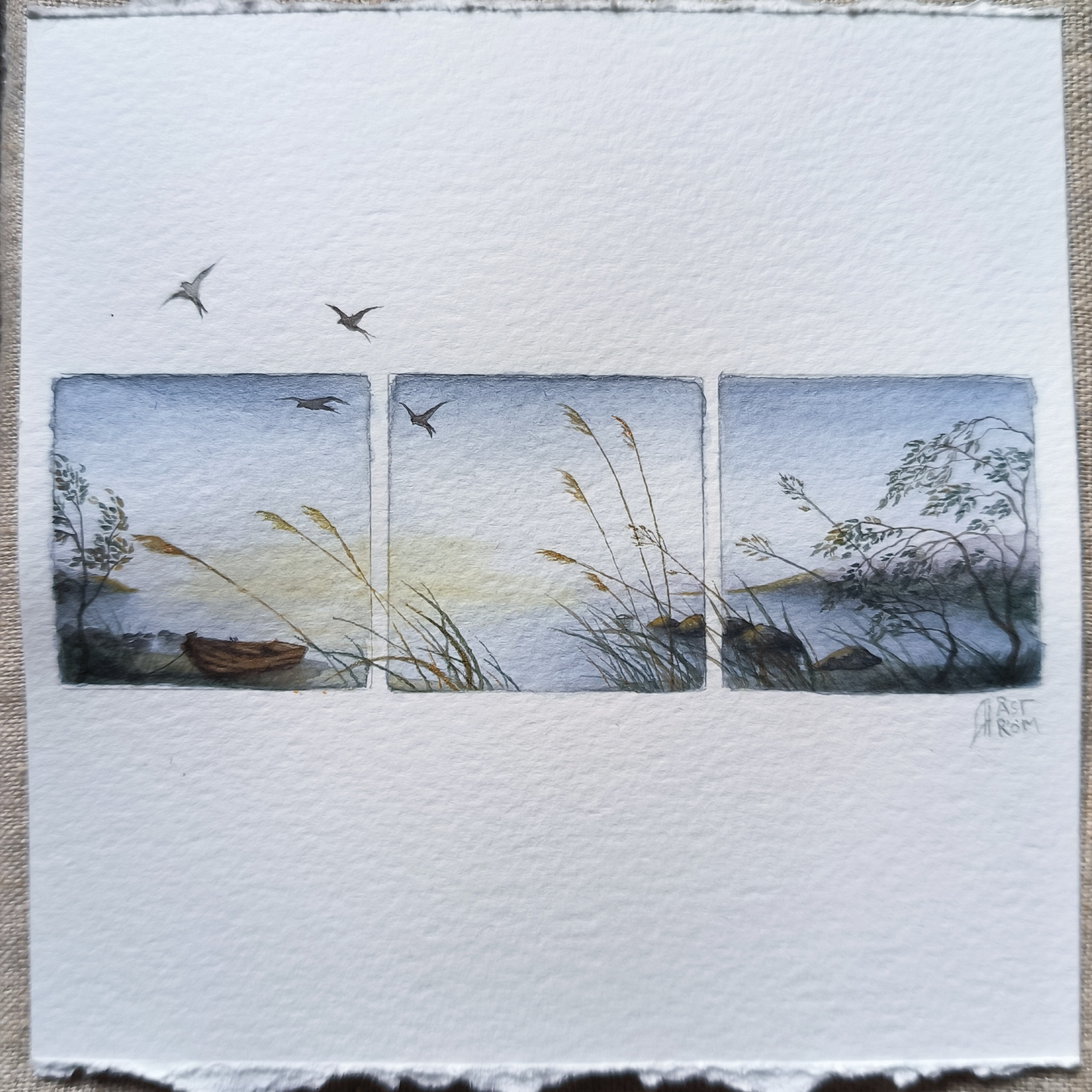 Akvarell Stillness av Anna Åström