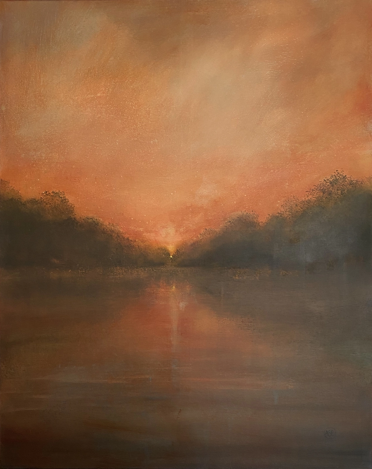 Akrylmålning GOLDEN HOUR av Anna Sandberg Emilsson