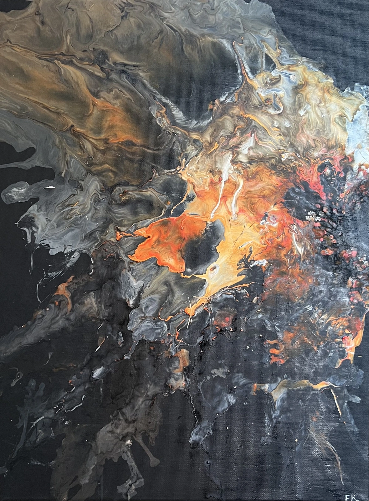 Akrylmålning Soft Explosion av Fatima Khaled