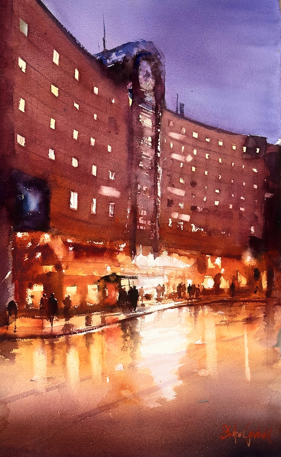 Akvarell Södra Station av Stefan Gadnell